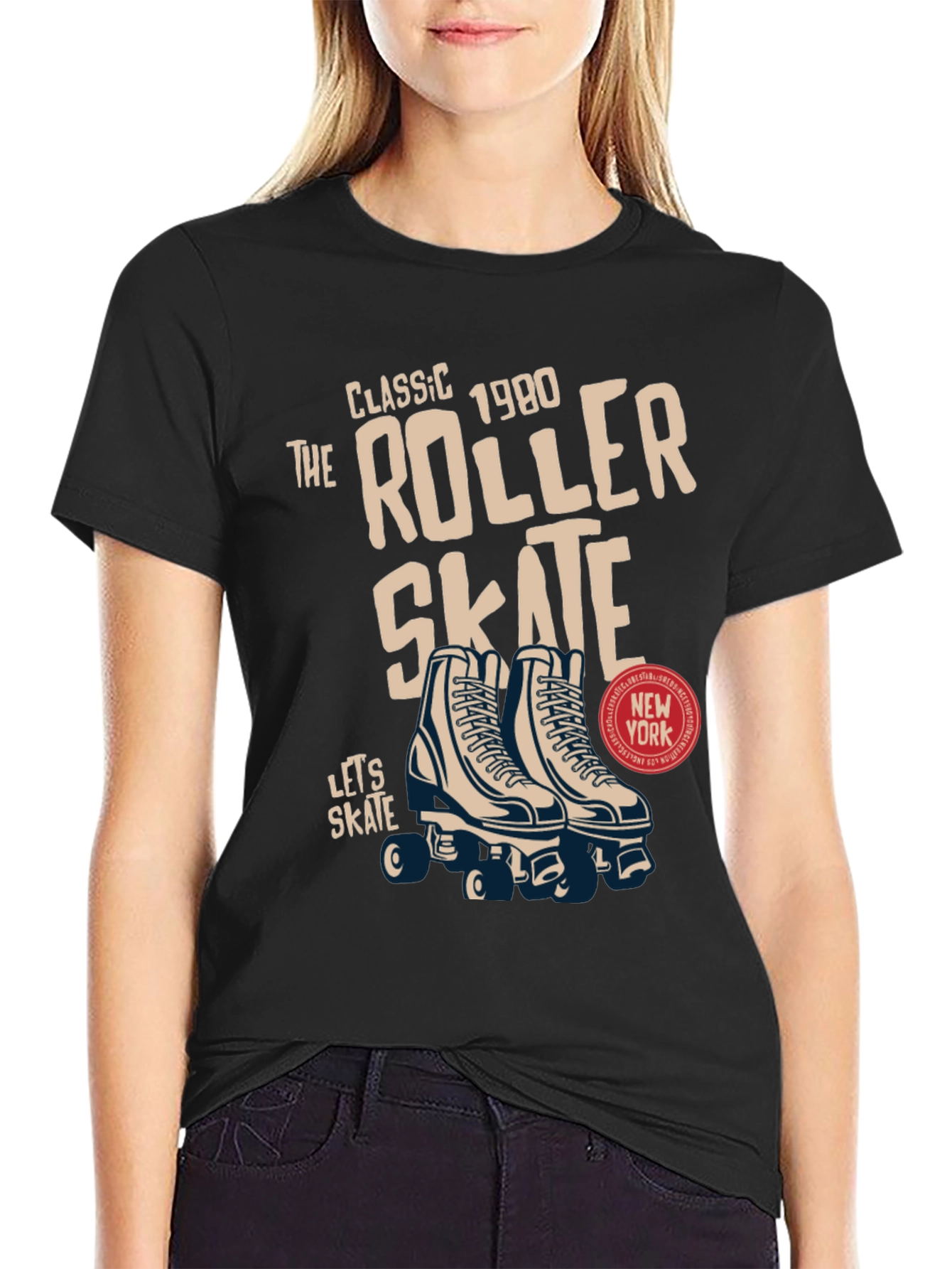 Retro Roller Skate Graphic Tee - Classic 1980s Design