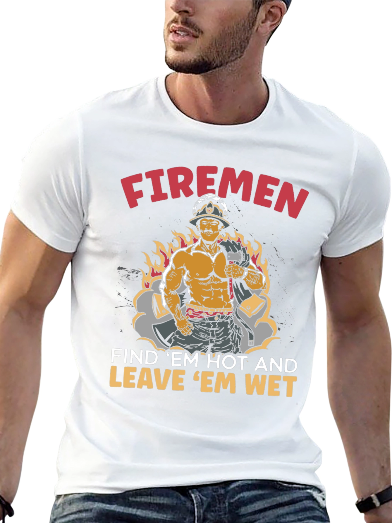 Firemen Find Em Hot Graphic T-Shirt
