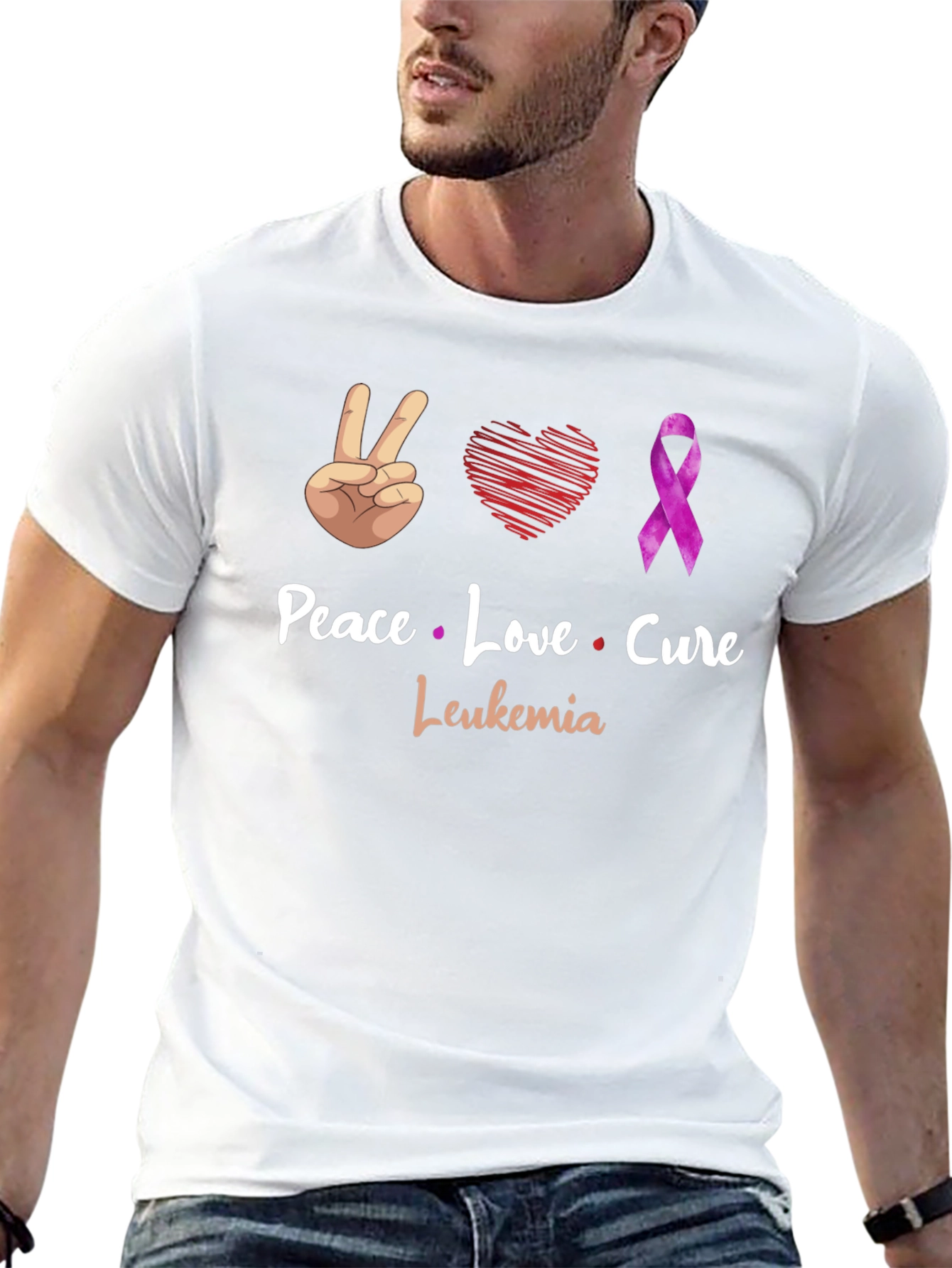 Peace Love Cure Leukemia Awareness T-Shirt