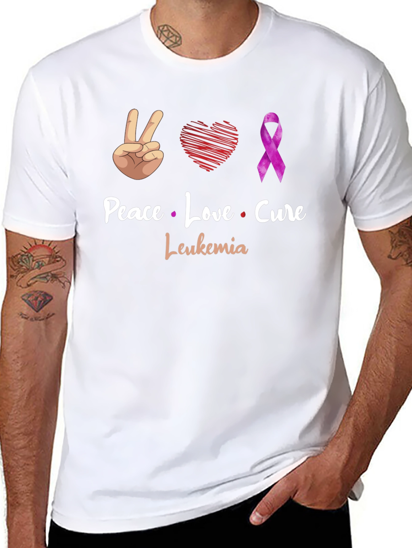 Peace Love Cure Leukemia Awareness T-Shirt