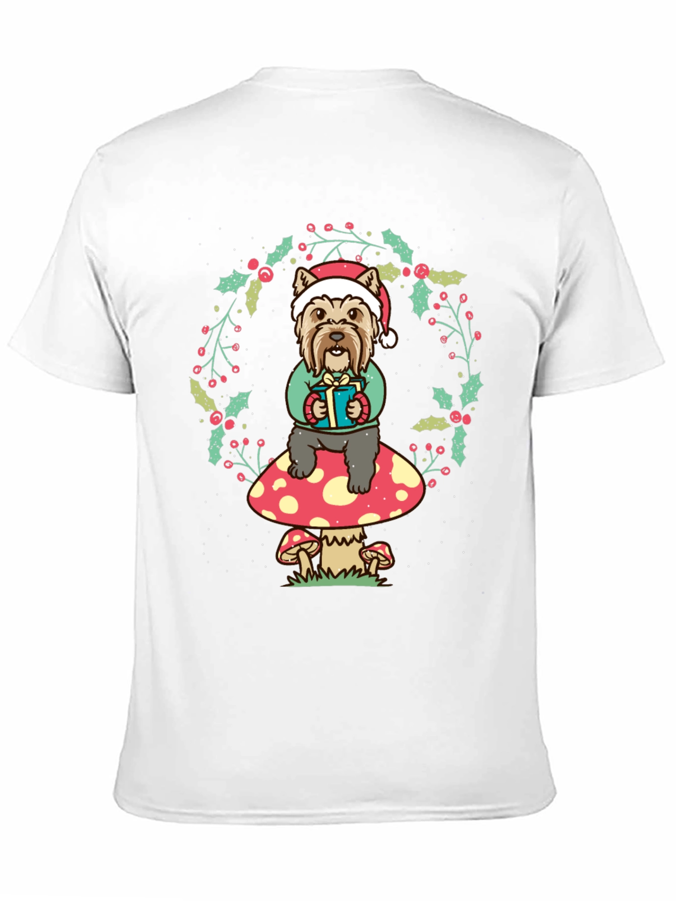 Festive Dog Mushroom Christmas Graphic Tee