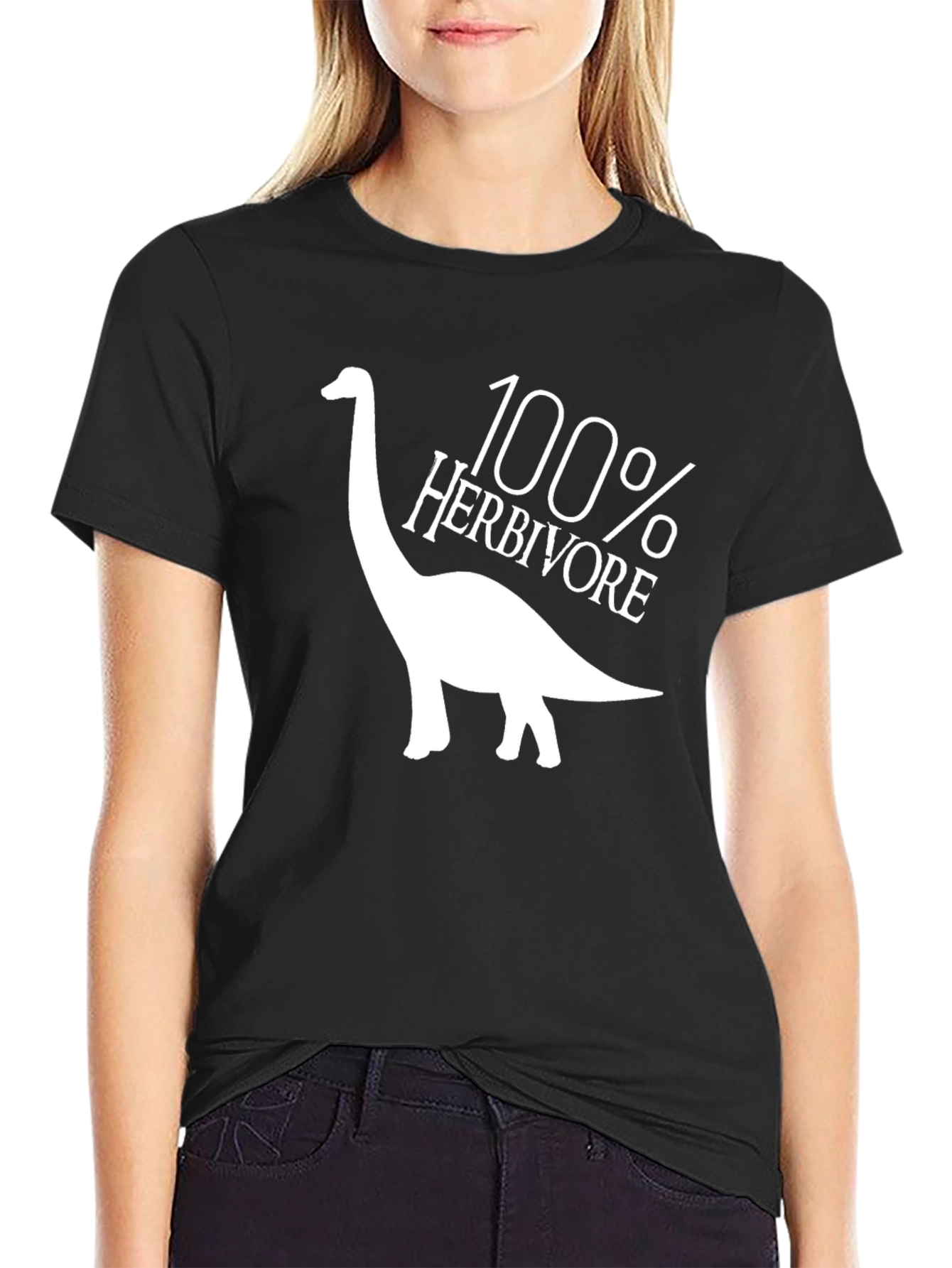100% Herbivore Dinosaur T-Shirt - Black