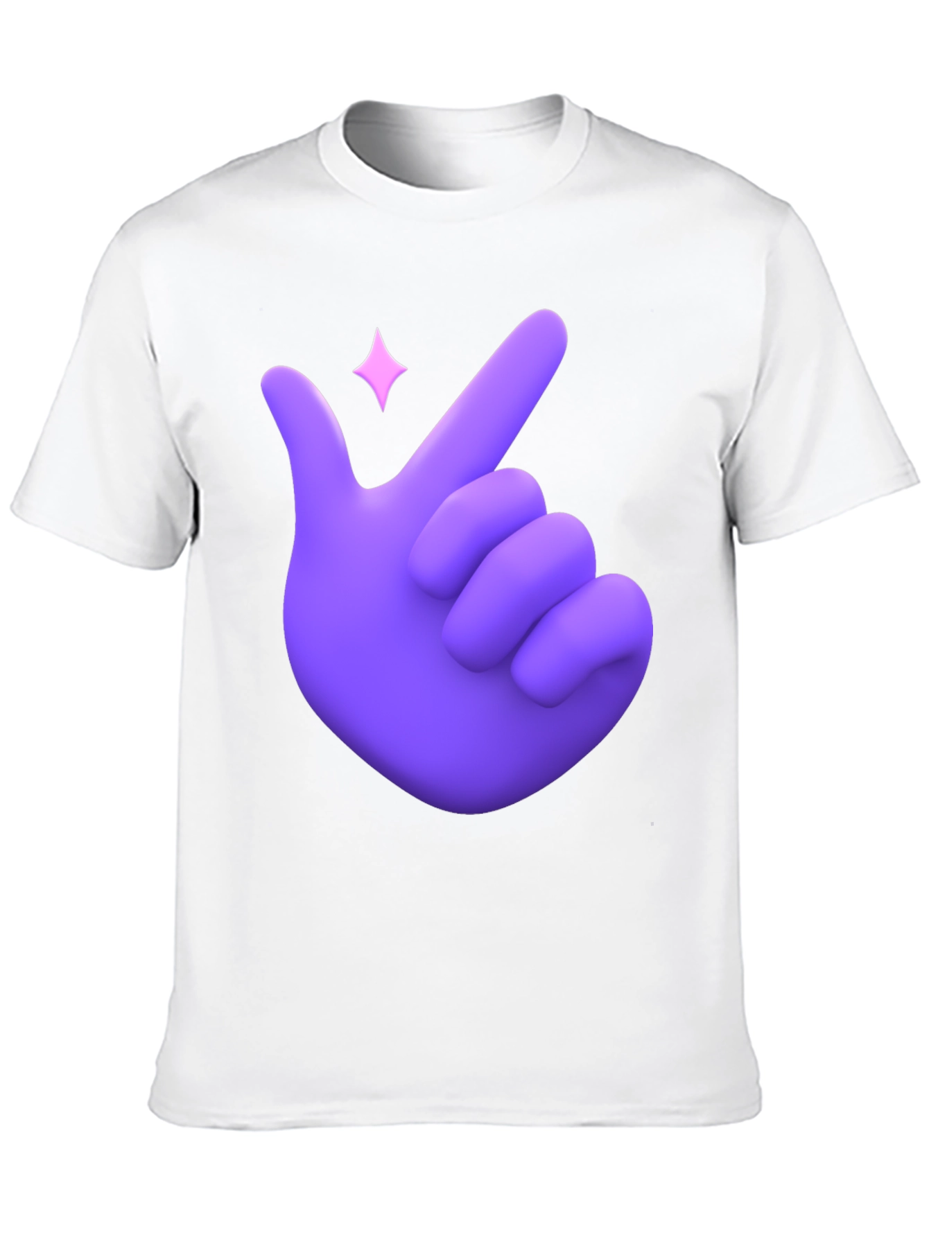 Purple Hand Heart Gesture Black T-Shirt