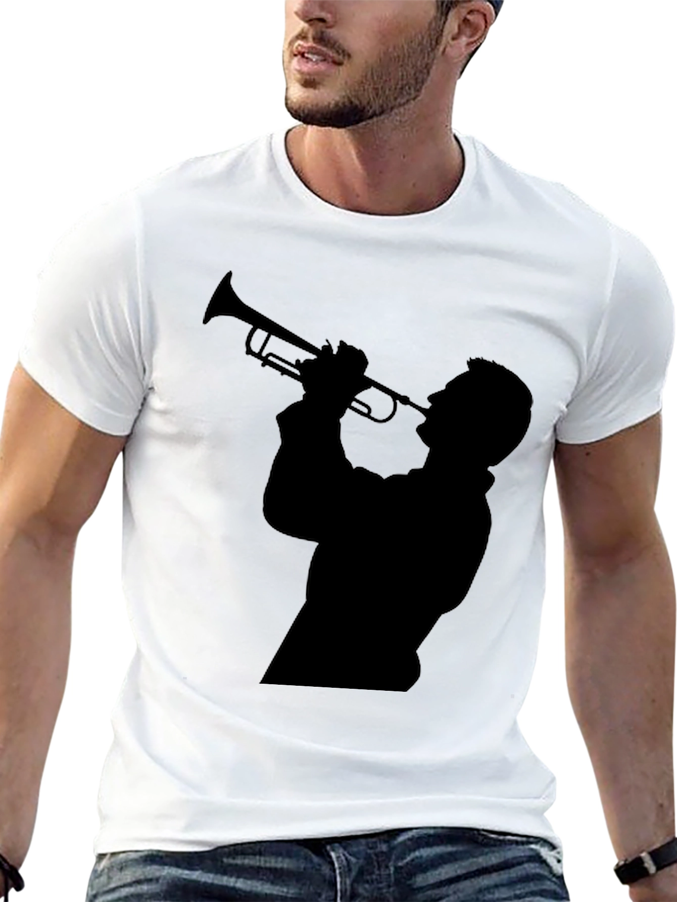 Trumpet Player Silhouette Black T-Shirt