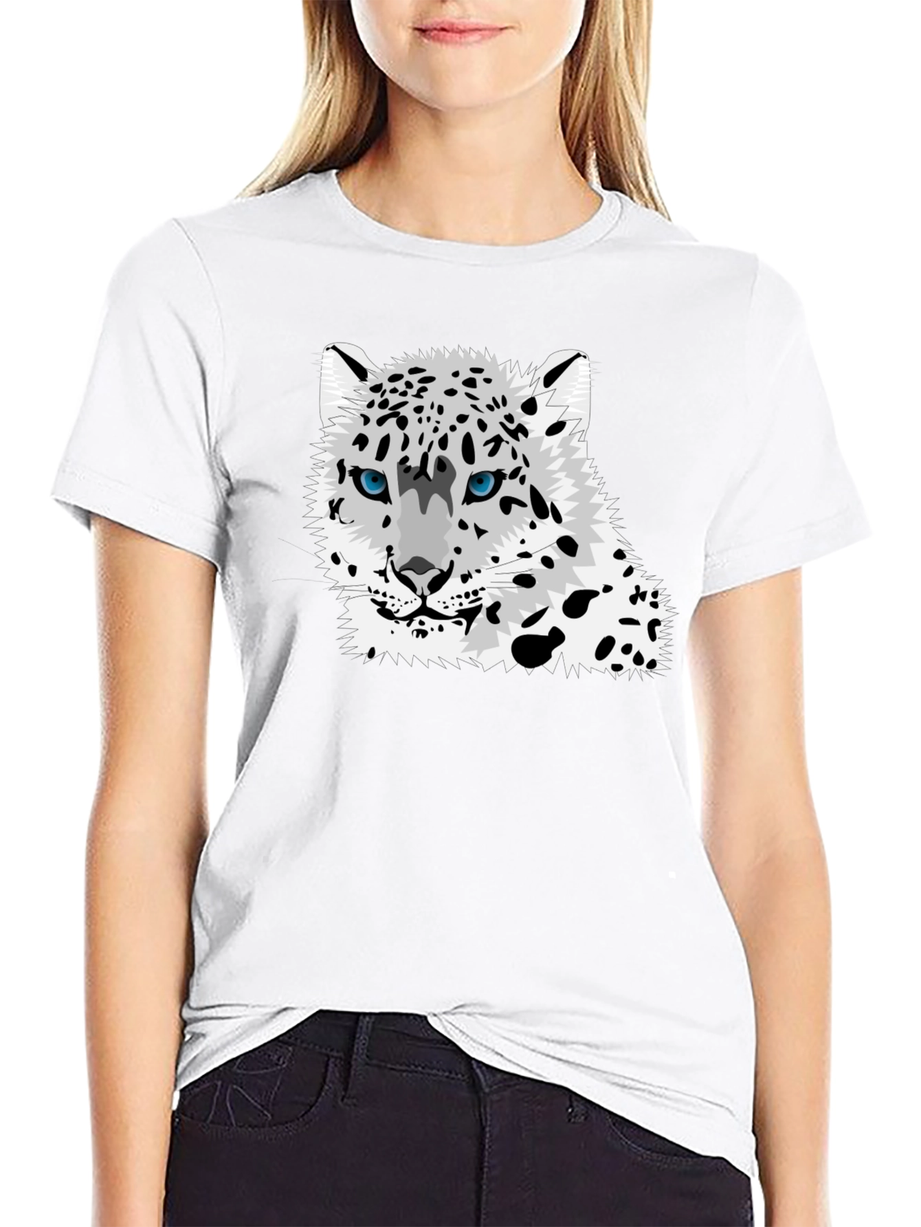 Snow Leopard Graphic Tee - Black T-Shirt