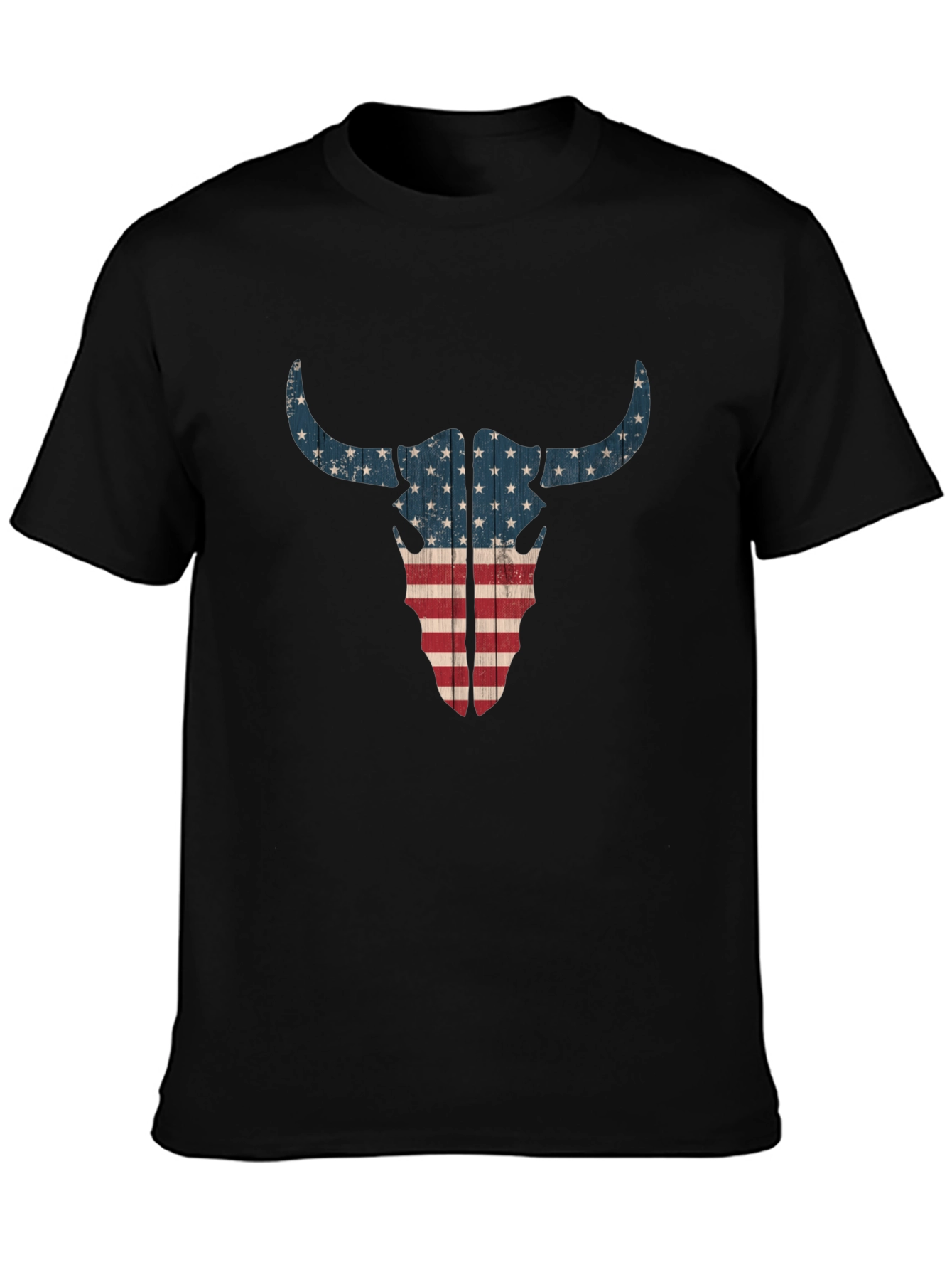 American Flag Bull Skull Graphic Tee