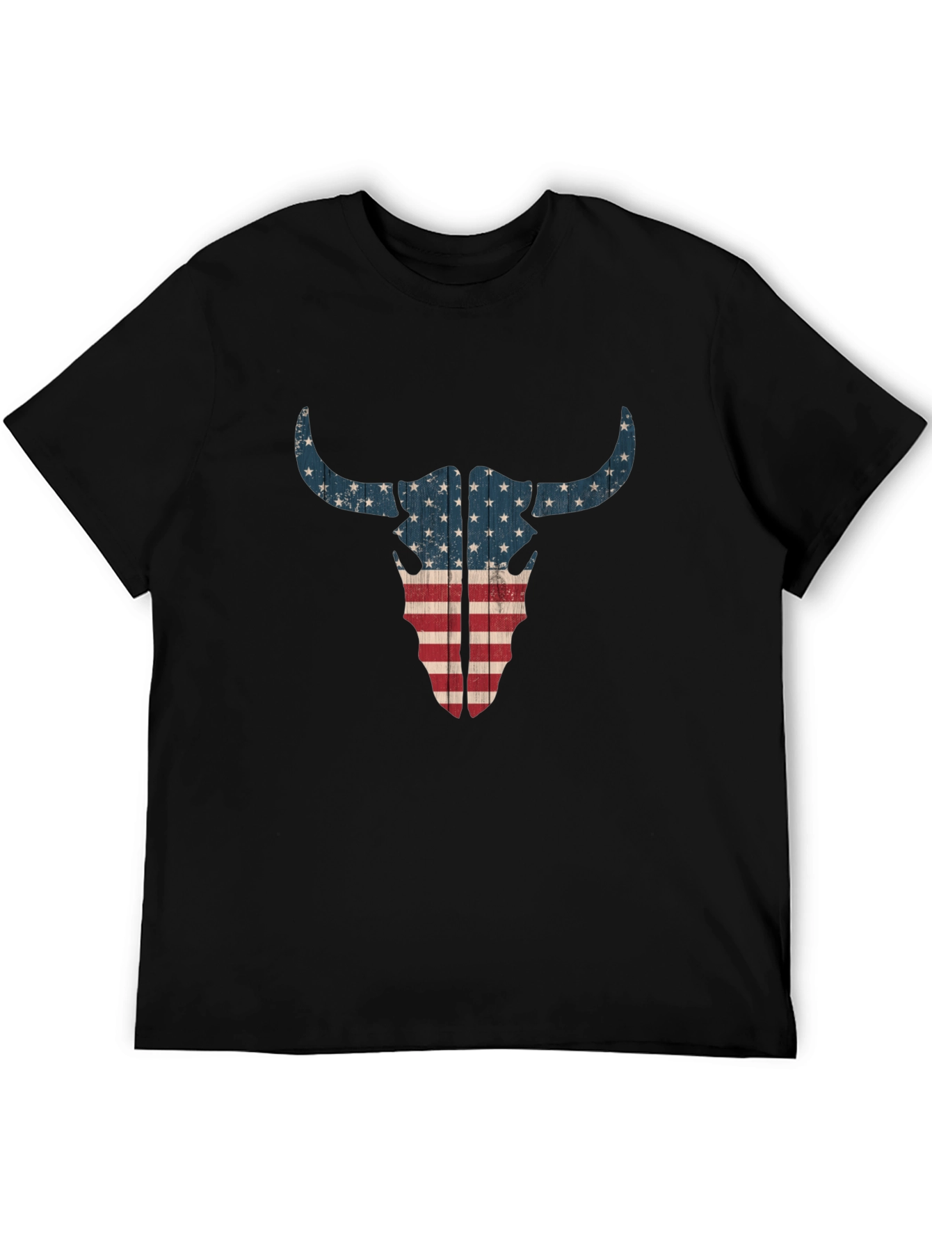 American Flag Bull Skull Graphic Tee