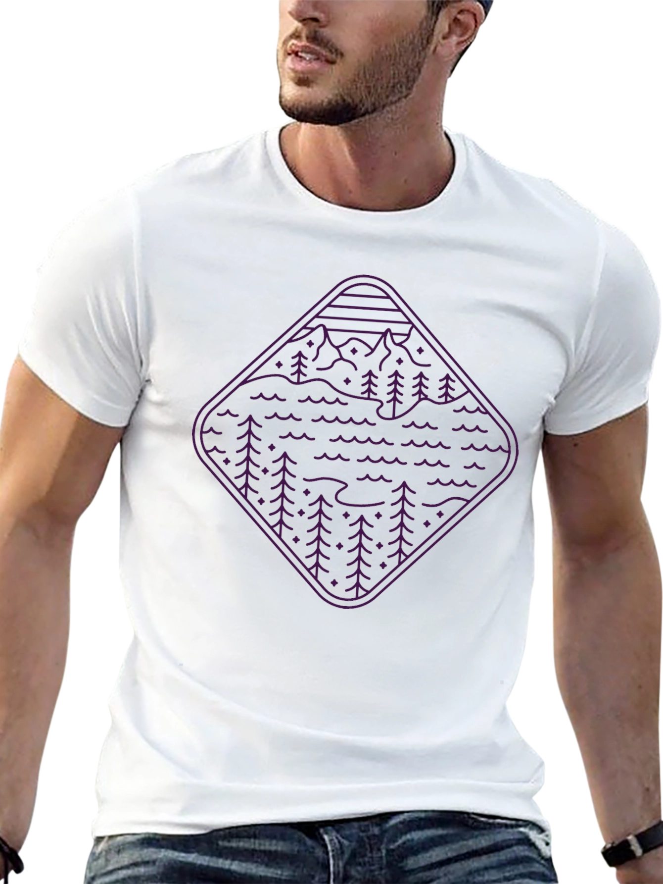 Nature Graphic Tee - Mountain & Forest Design