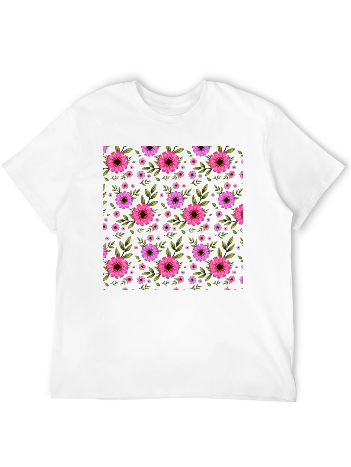Floral Pattern T-Shirt - Black