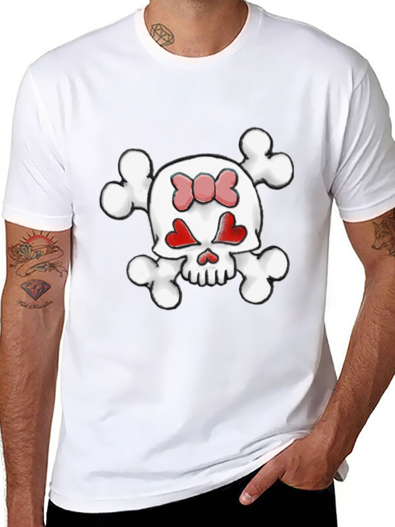 Skull & Crossbones Heart Eyes Bow T-Shirt