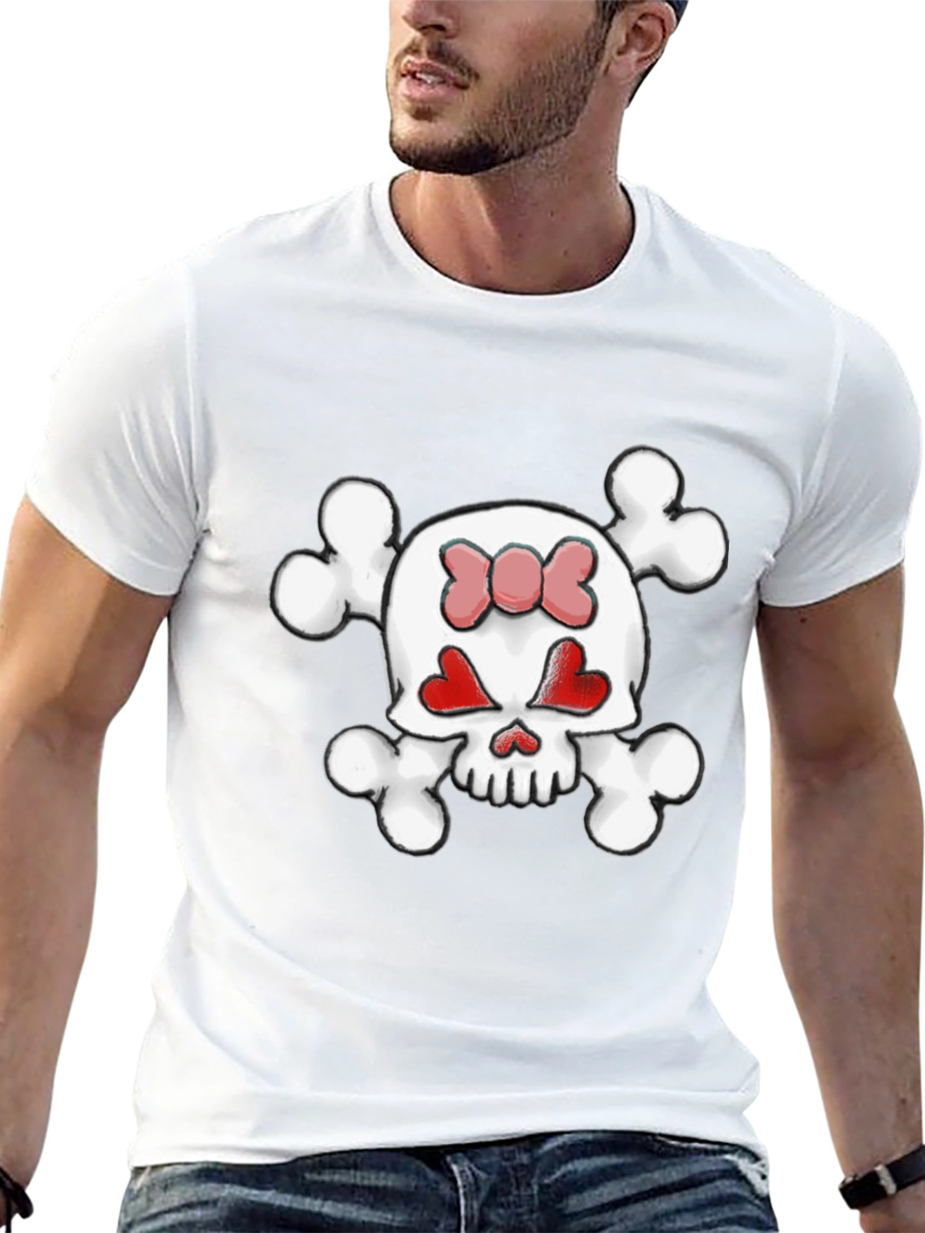 Skull & Crossbones Heart Eyes Bow T-Shirt