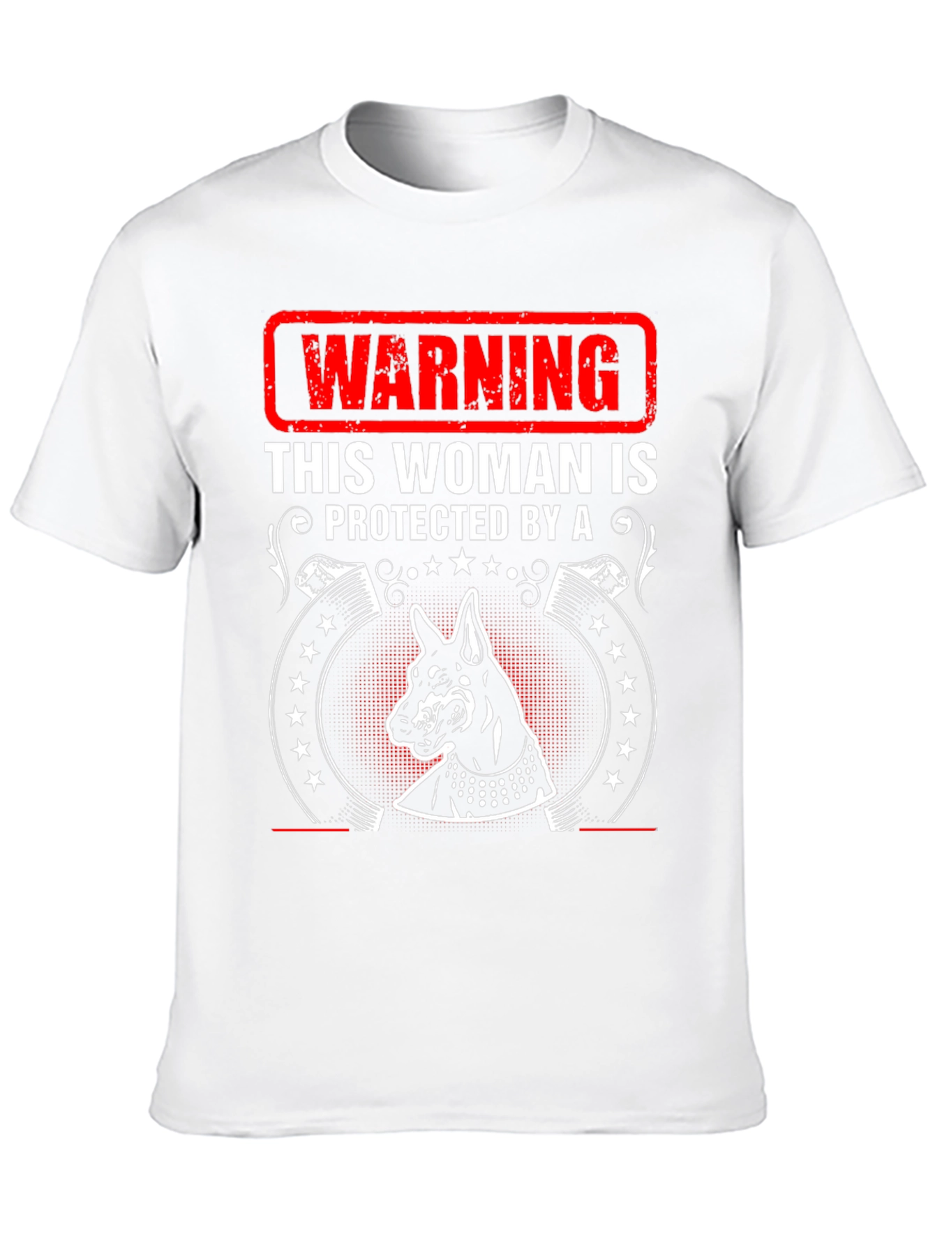 Warning Doberman Protected Woman Black T-Shirt