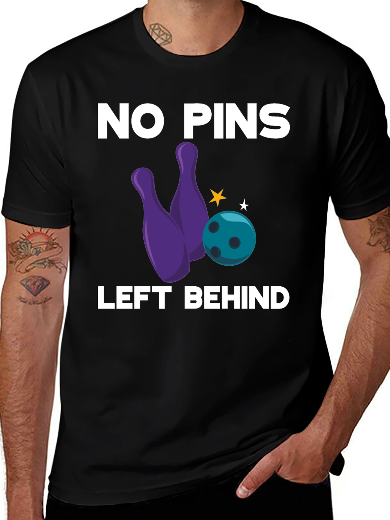 No Pins Left Behind Bowling Graphic Tee