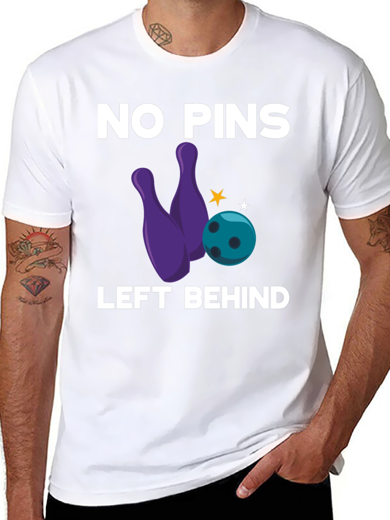 No Pins Left Behind Bowling Graphic Tee