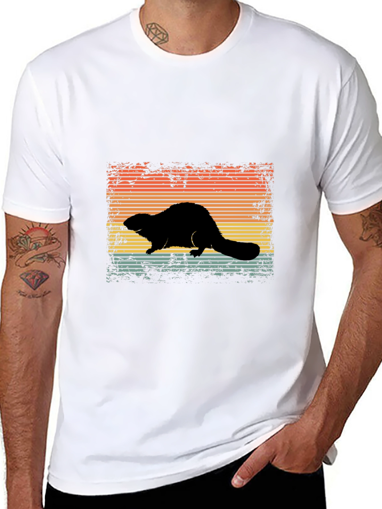 Retro Beaver Silhouette Graphic Tee