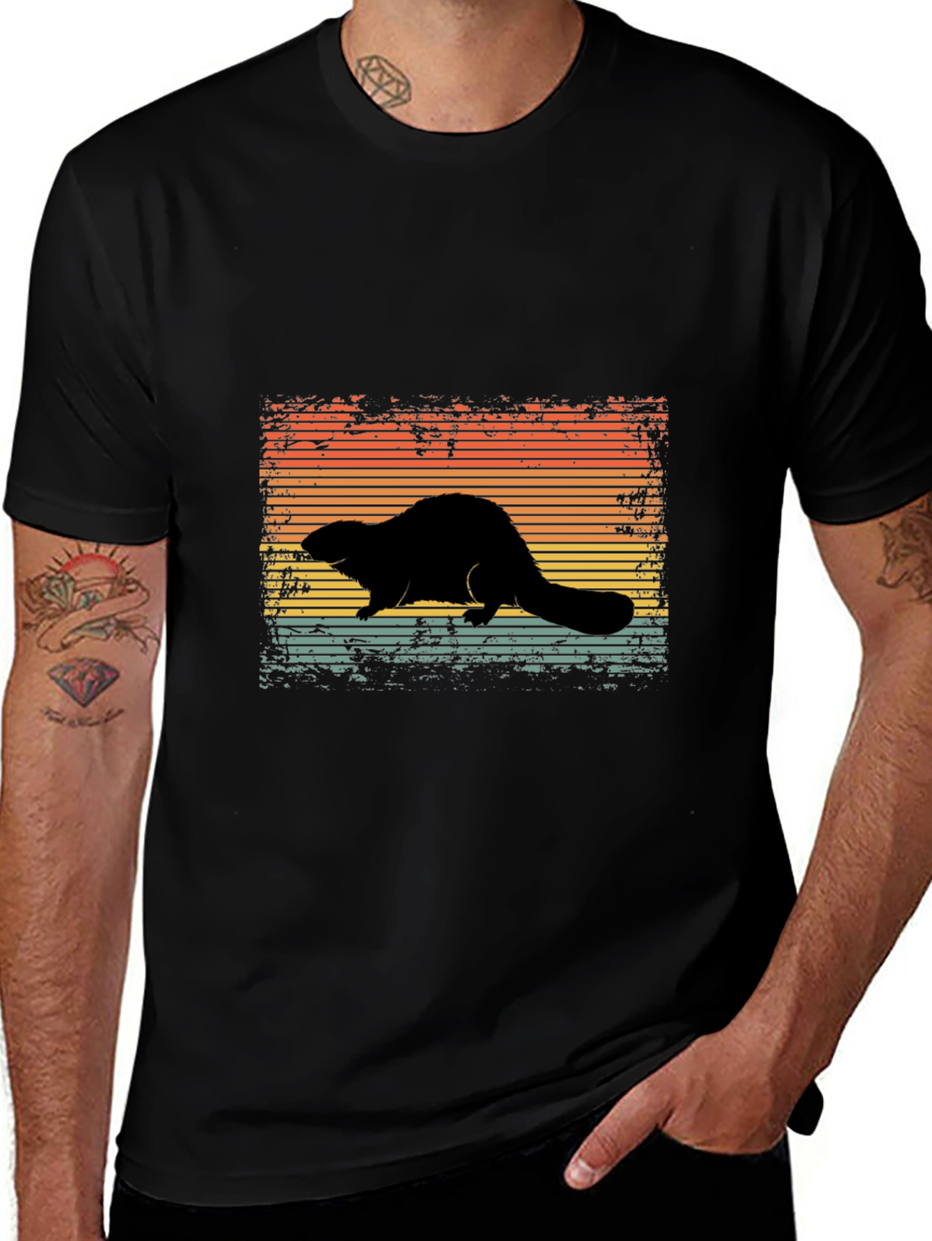Retro Beaver Silhouette Graphic Tee