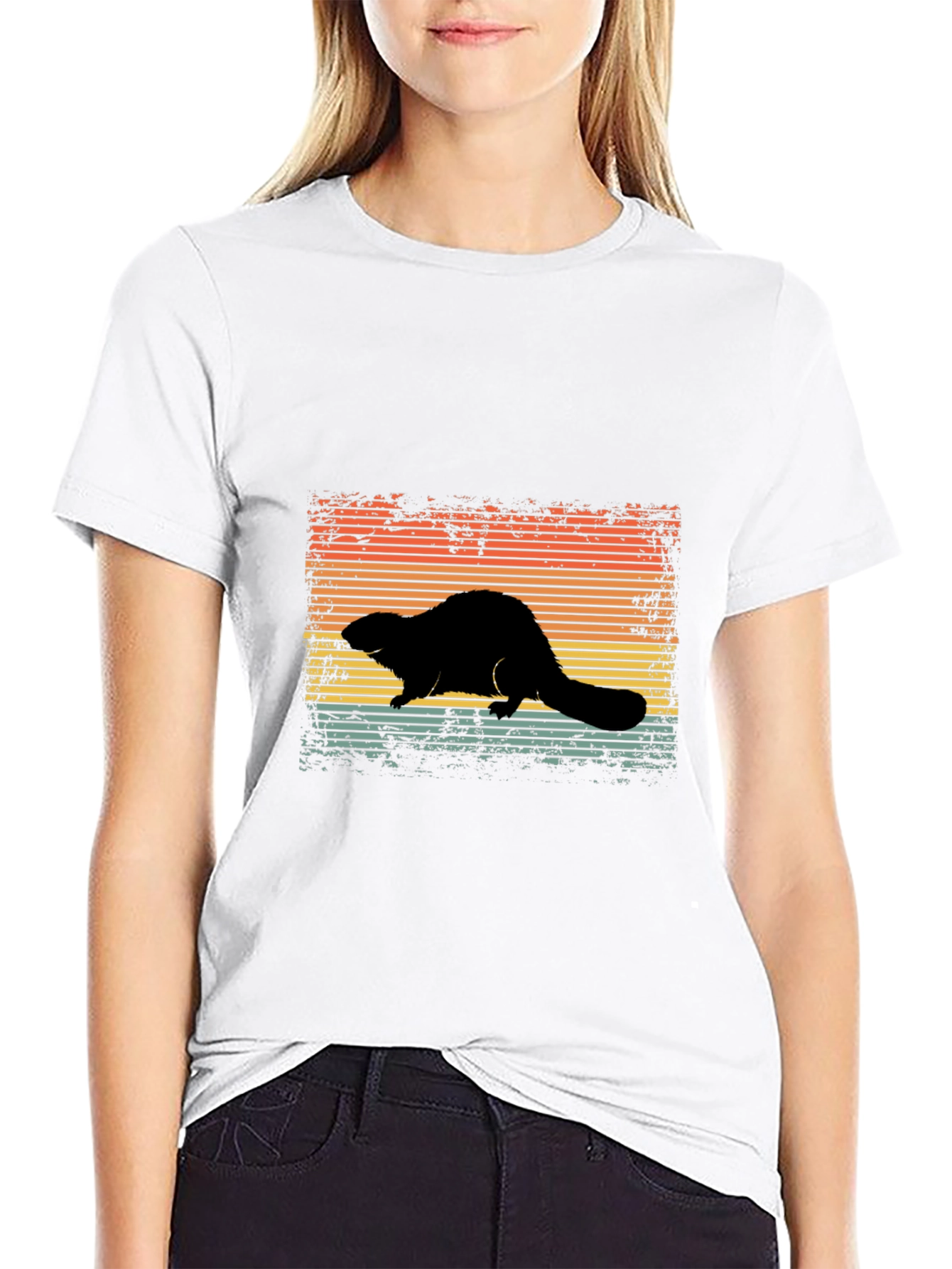 Retro Beaver Silhouette Graphic Tee