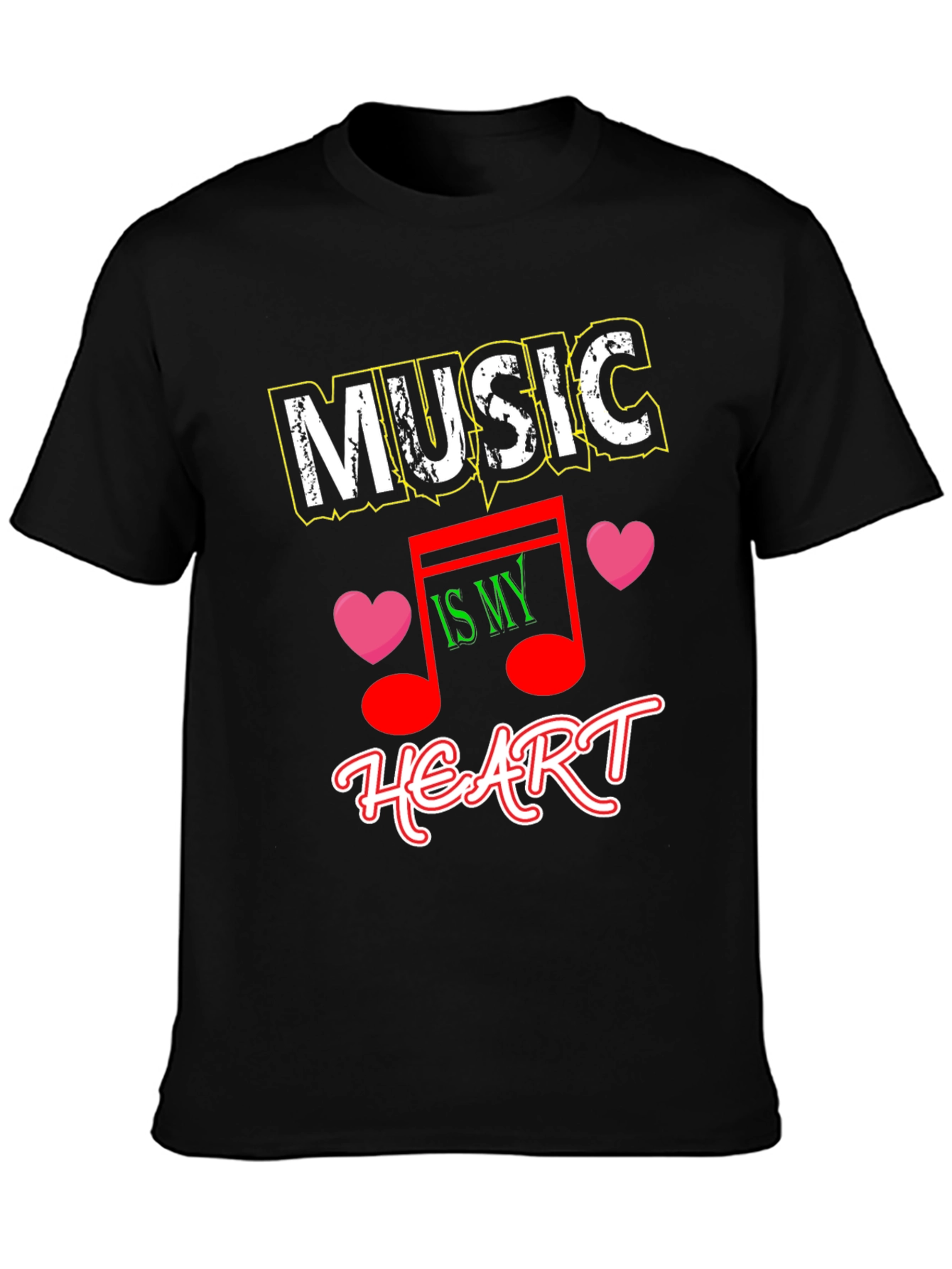 Music is My Heart Black Graphic Tee