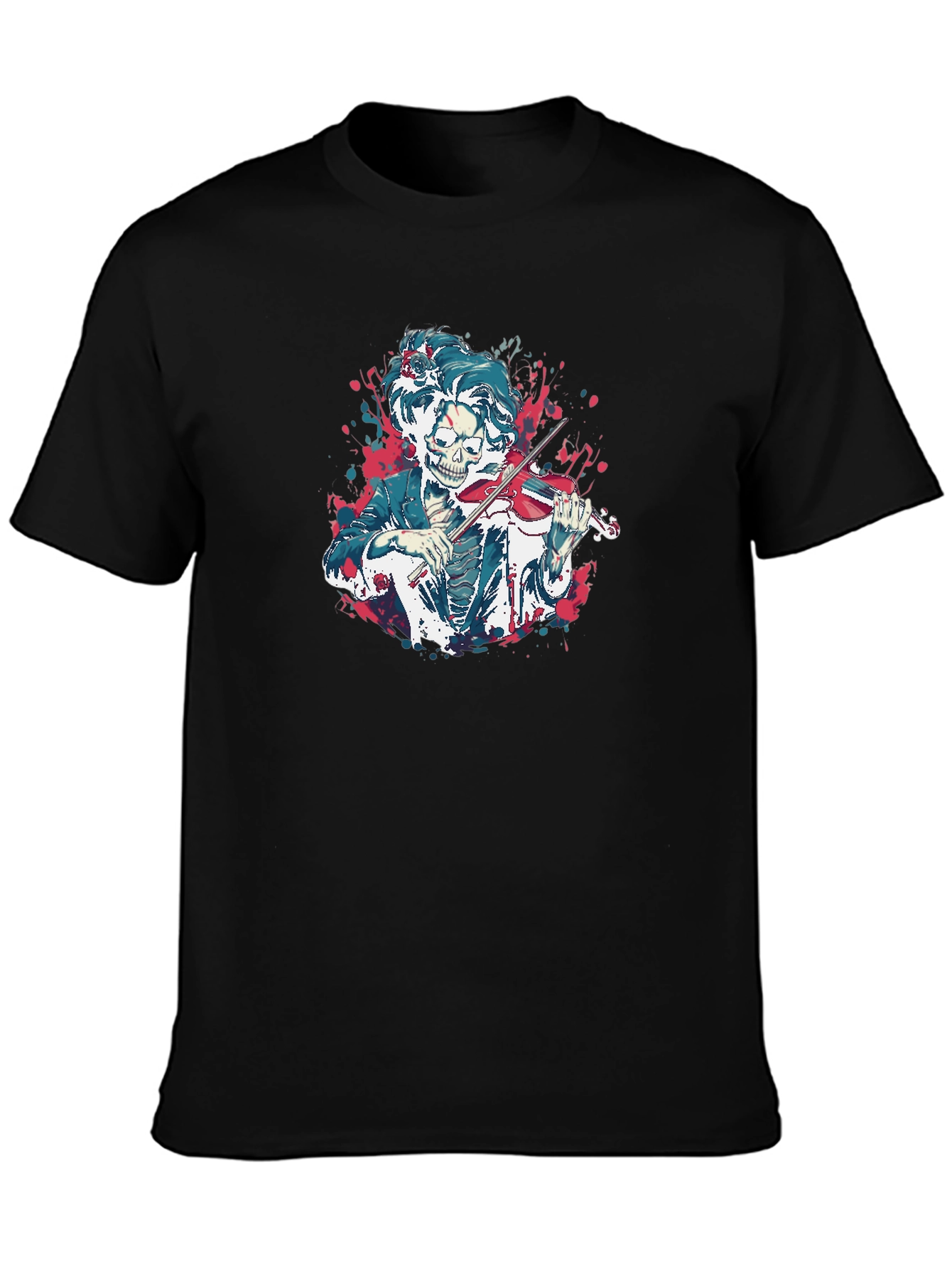 Skeleton Violinist Graphic Tee - Black