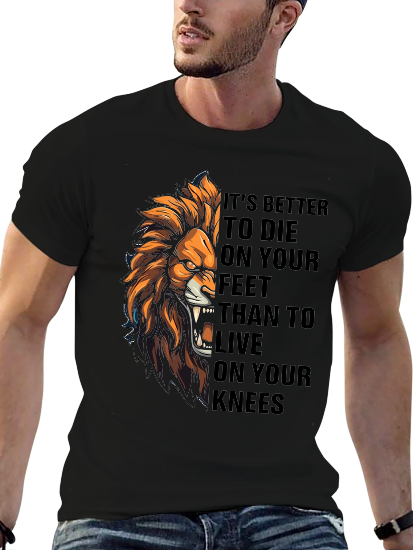Lion Graphic Tee: Die On Your Feet