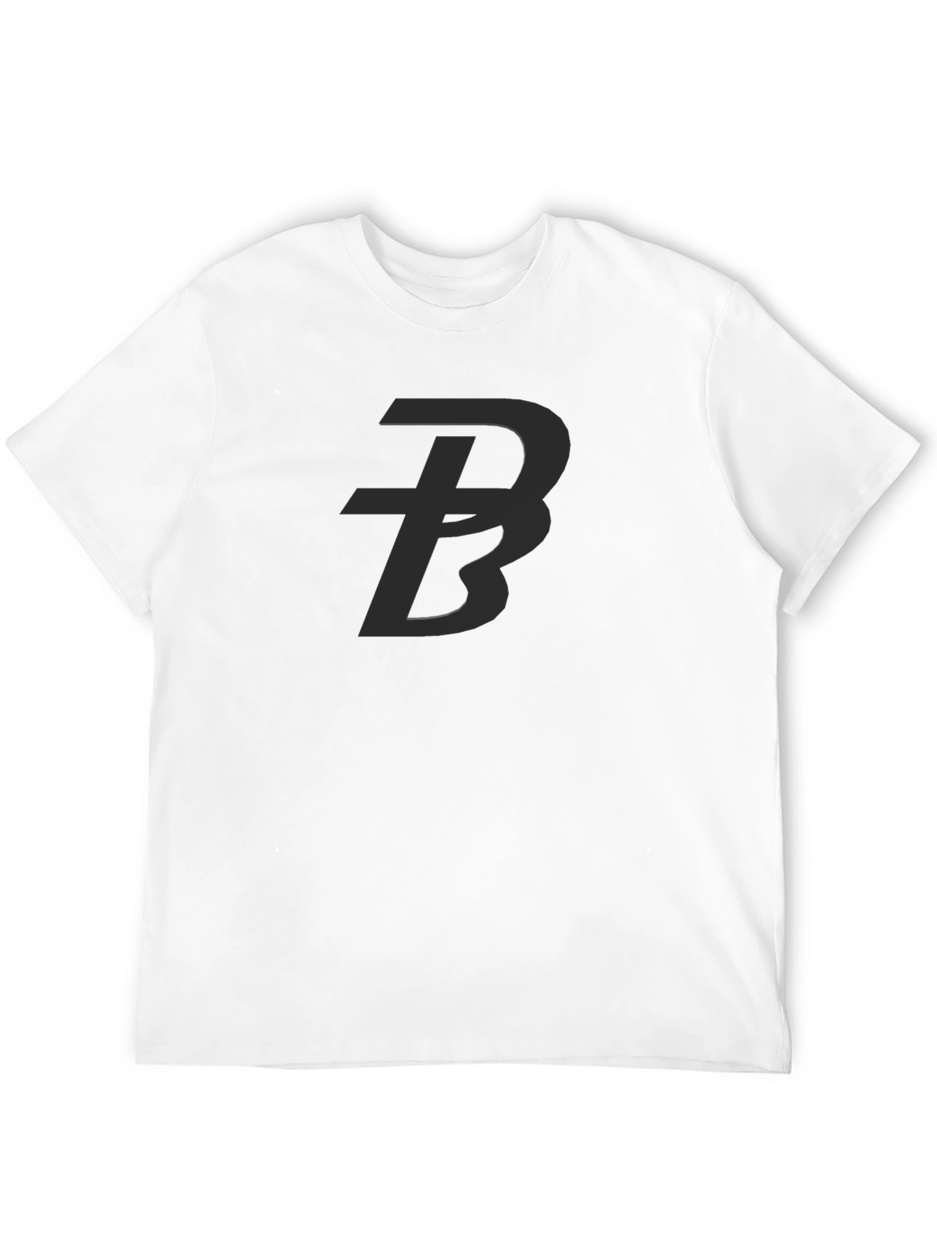 Black Tee with Bold Initial Design - Casual Style