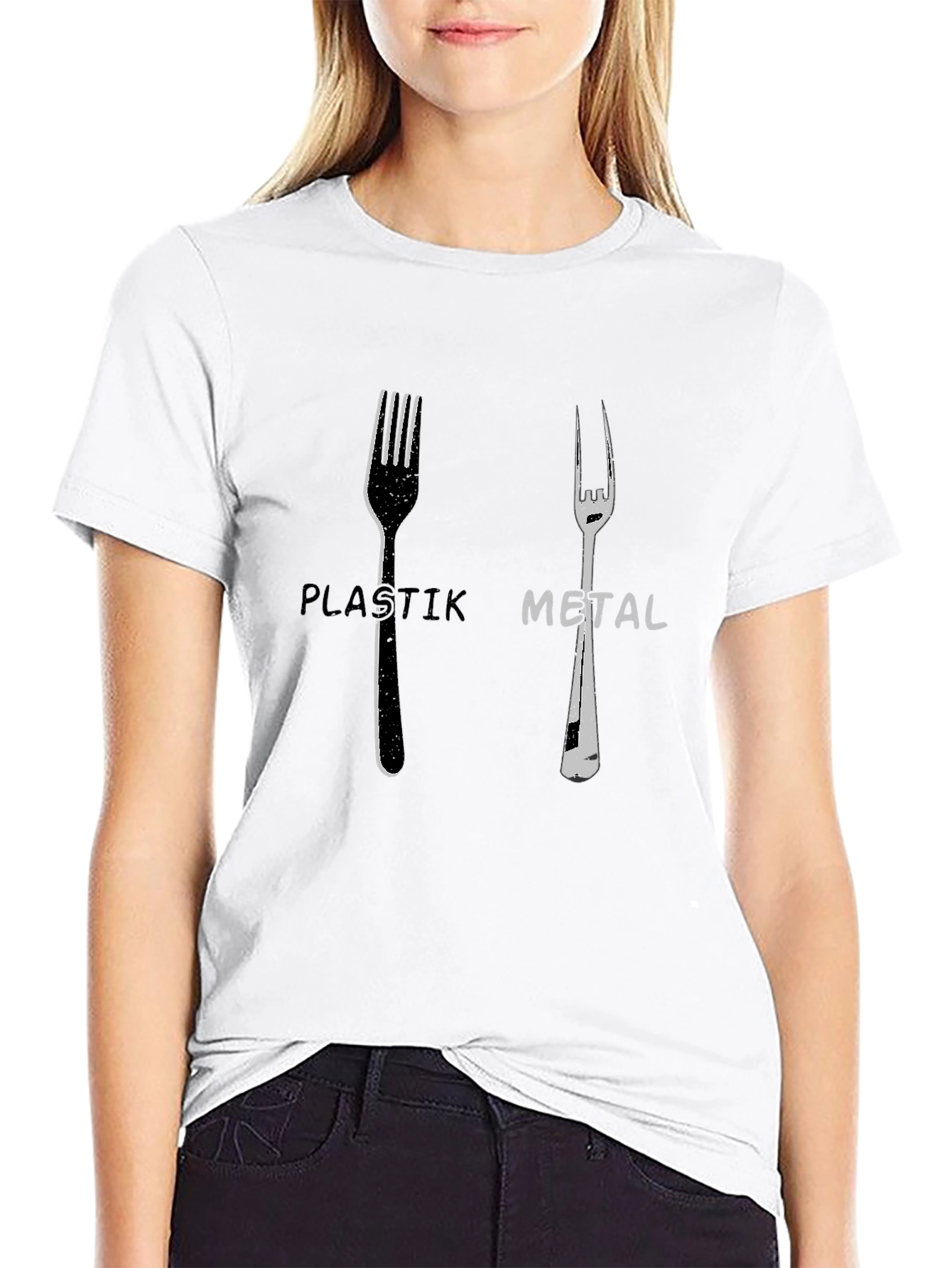 Plastik Metal Forks Graphic Tee - Quirky Design