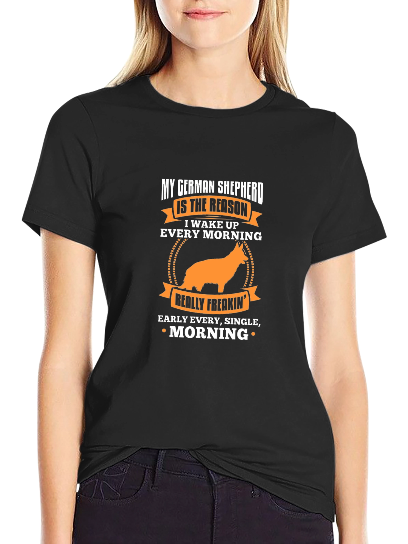 German Shepherd Wake Up T-Shirt - Black