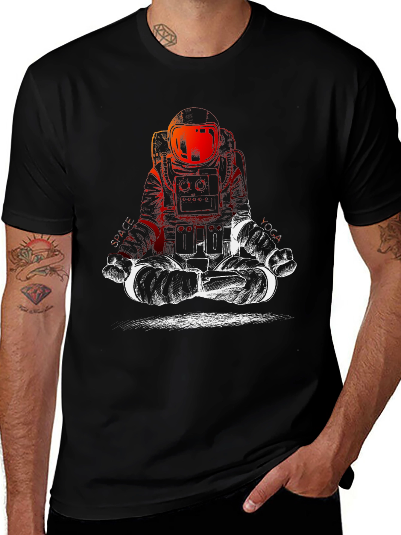 Astronaut Meditation Black T-Shirt