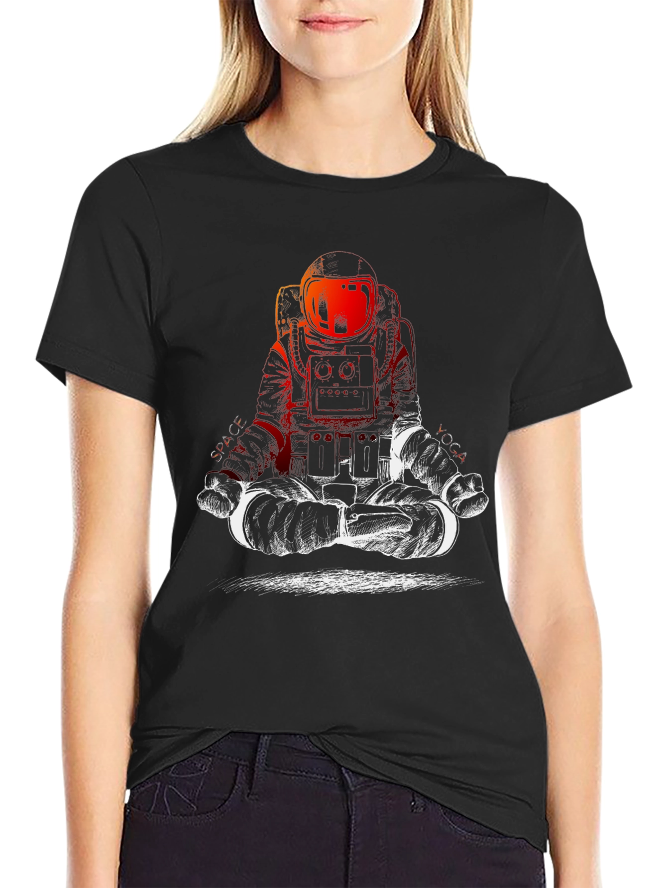 Astronaut Meditation Black T-Shirt