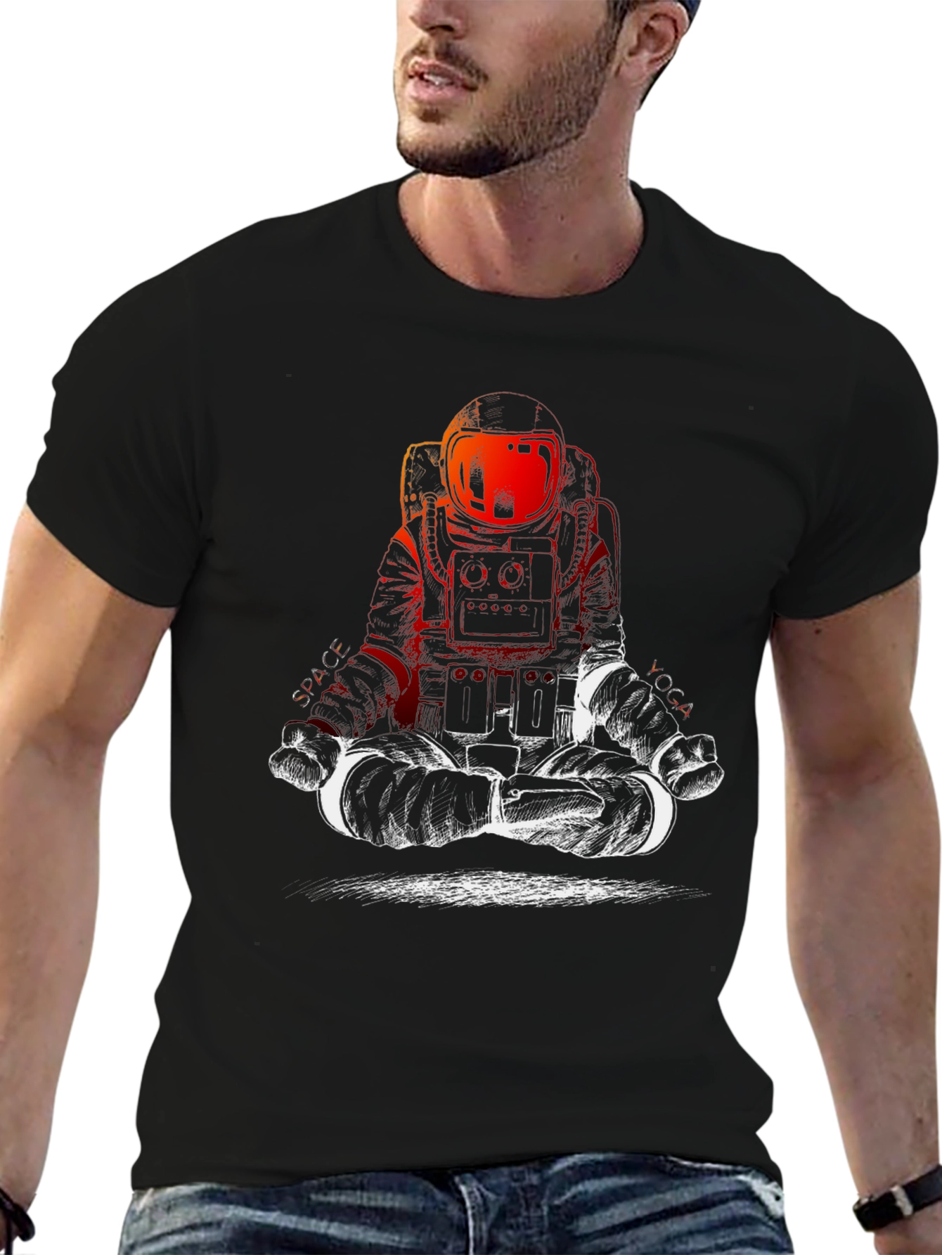 Astronaut Meditation Black T-Shirt