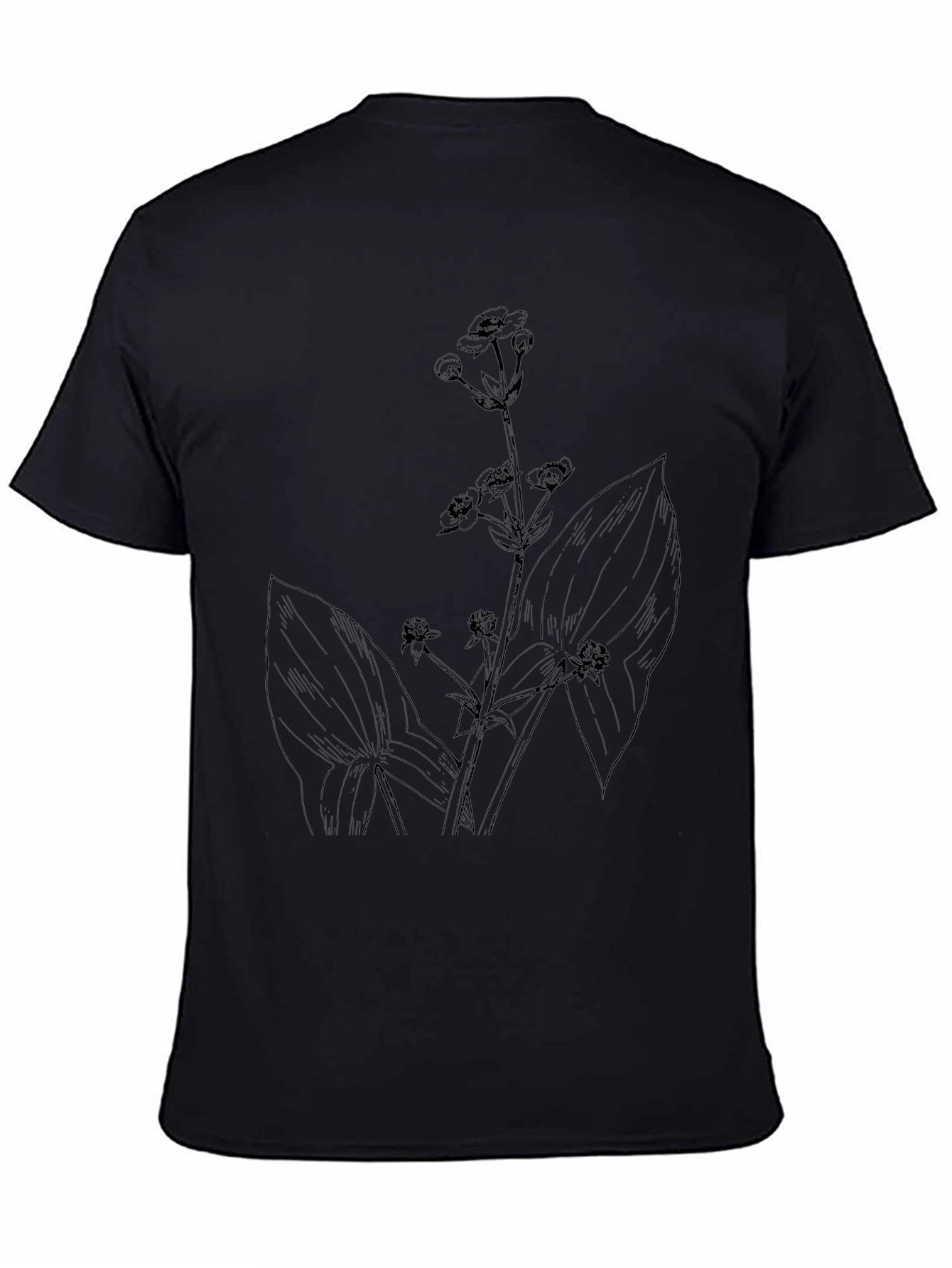 Botanical Print Black T-Shirt for Men
