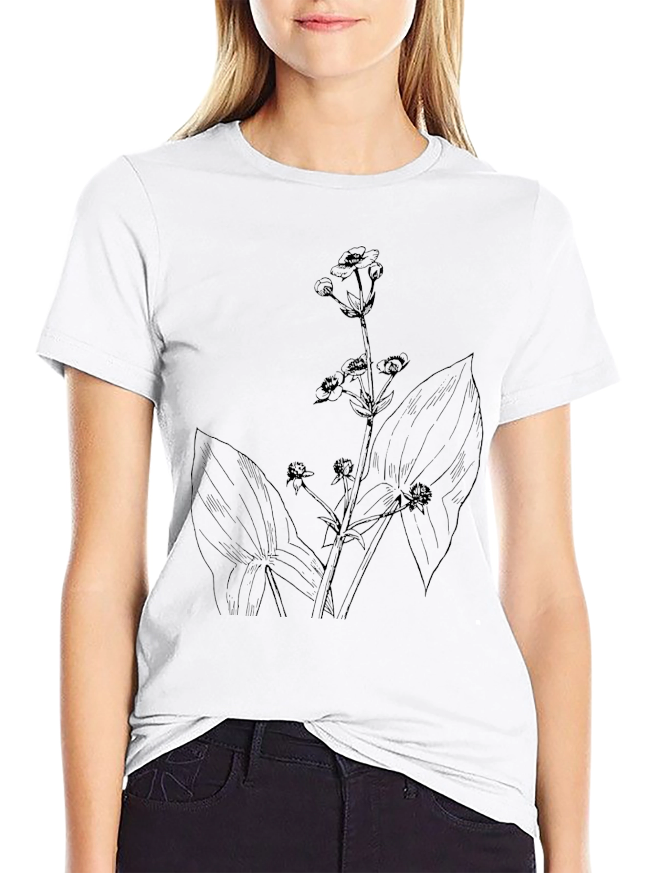 Botanical Print Black T-Shirt for Men