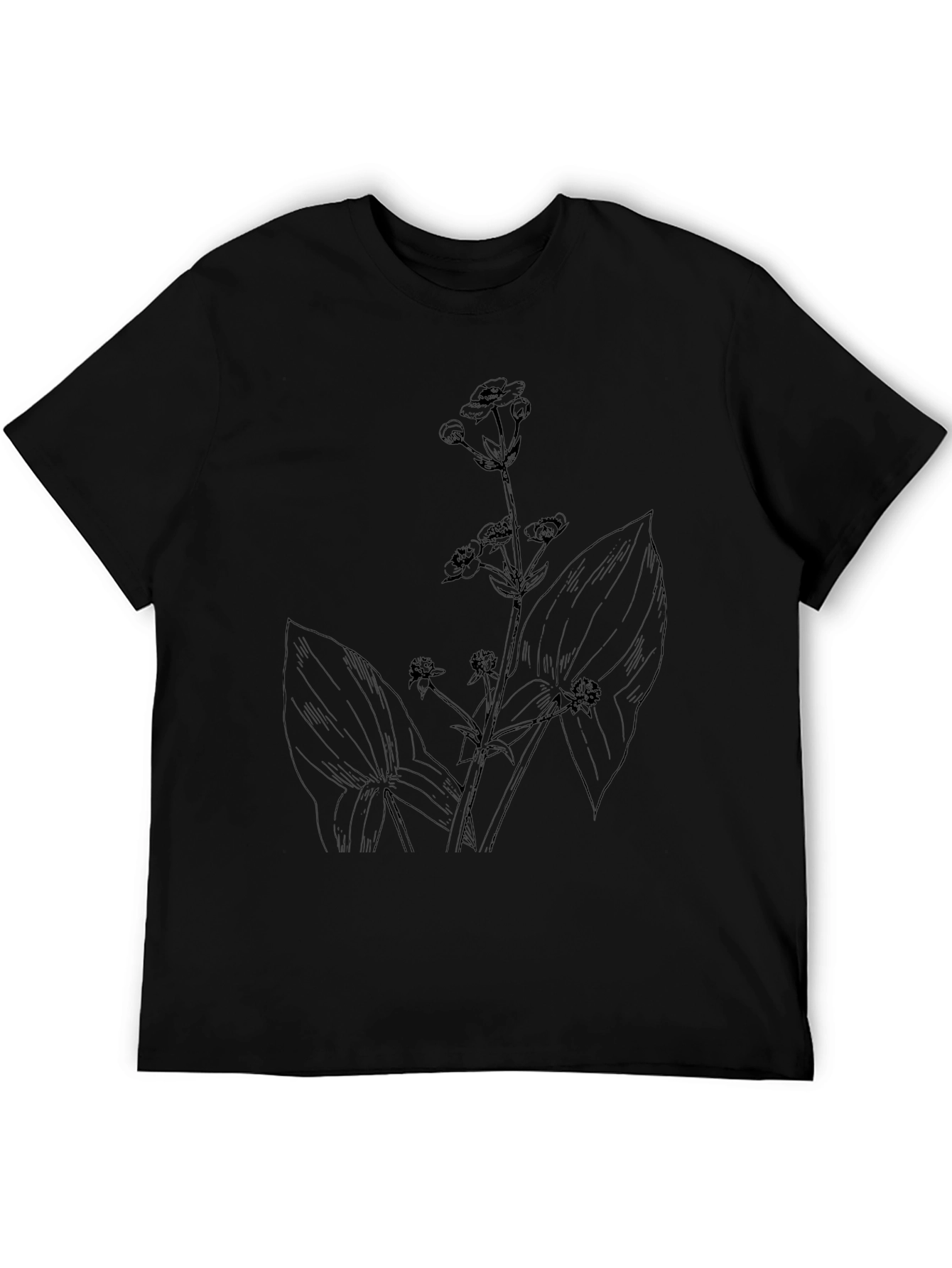 Botanical Print Black T-Shirt for Men