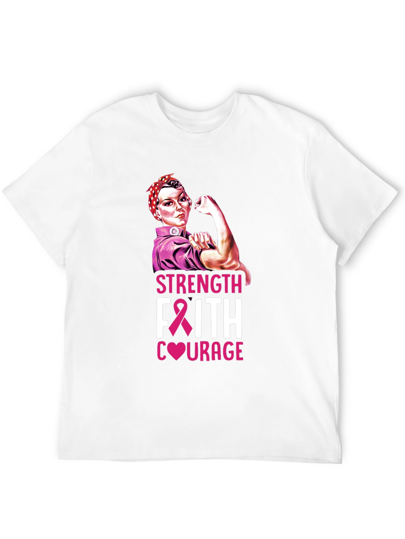 Strength Faith Courage Breast Cancer Awareness T-Shirt