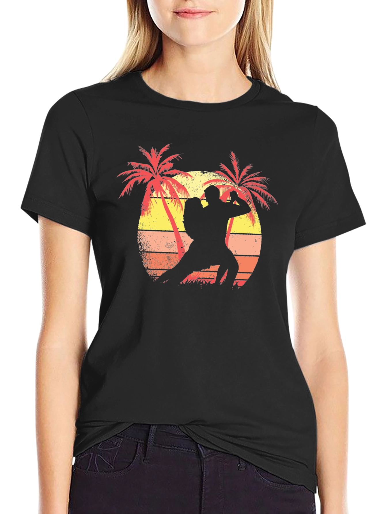 Retro Sunset Dancer Graphic T-Shirt