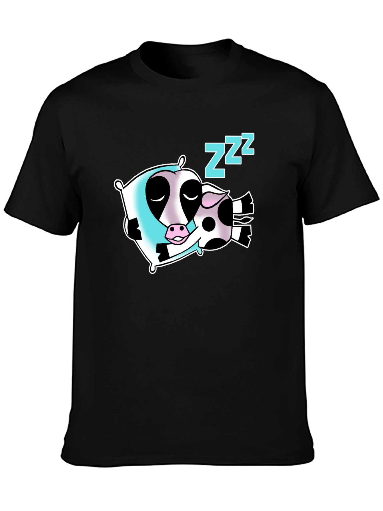 Sleeping Cow Graphic Tee - Soft Cotton Black T-Shirt
