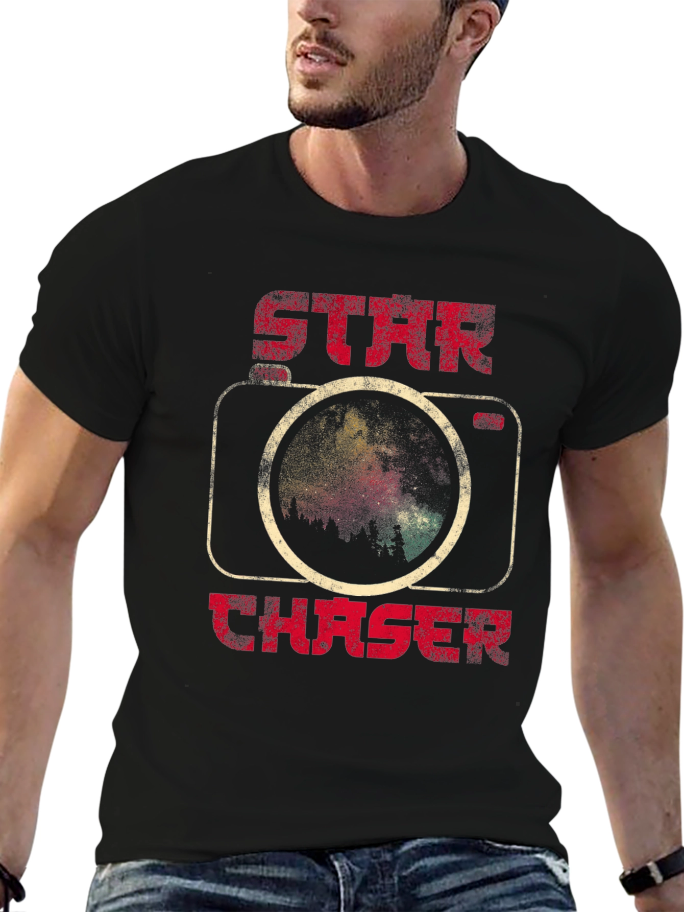 Star Chaser Graphic Tee - Black Astronomy Shirt