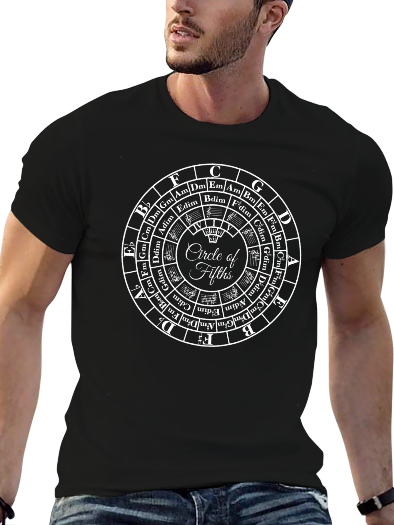Circle of Fifths Black T-Shirt