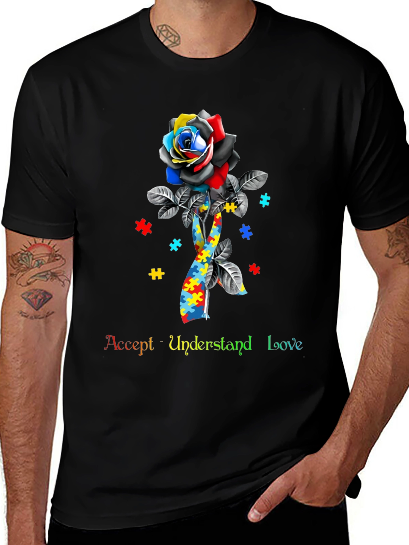 Autism Awareness Rose Puzzle T-Shirt