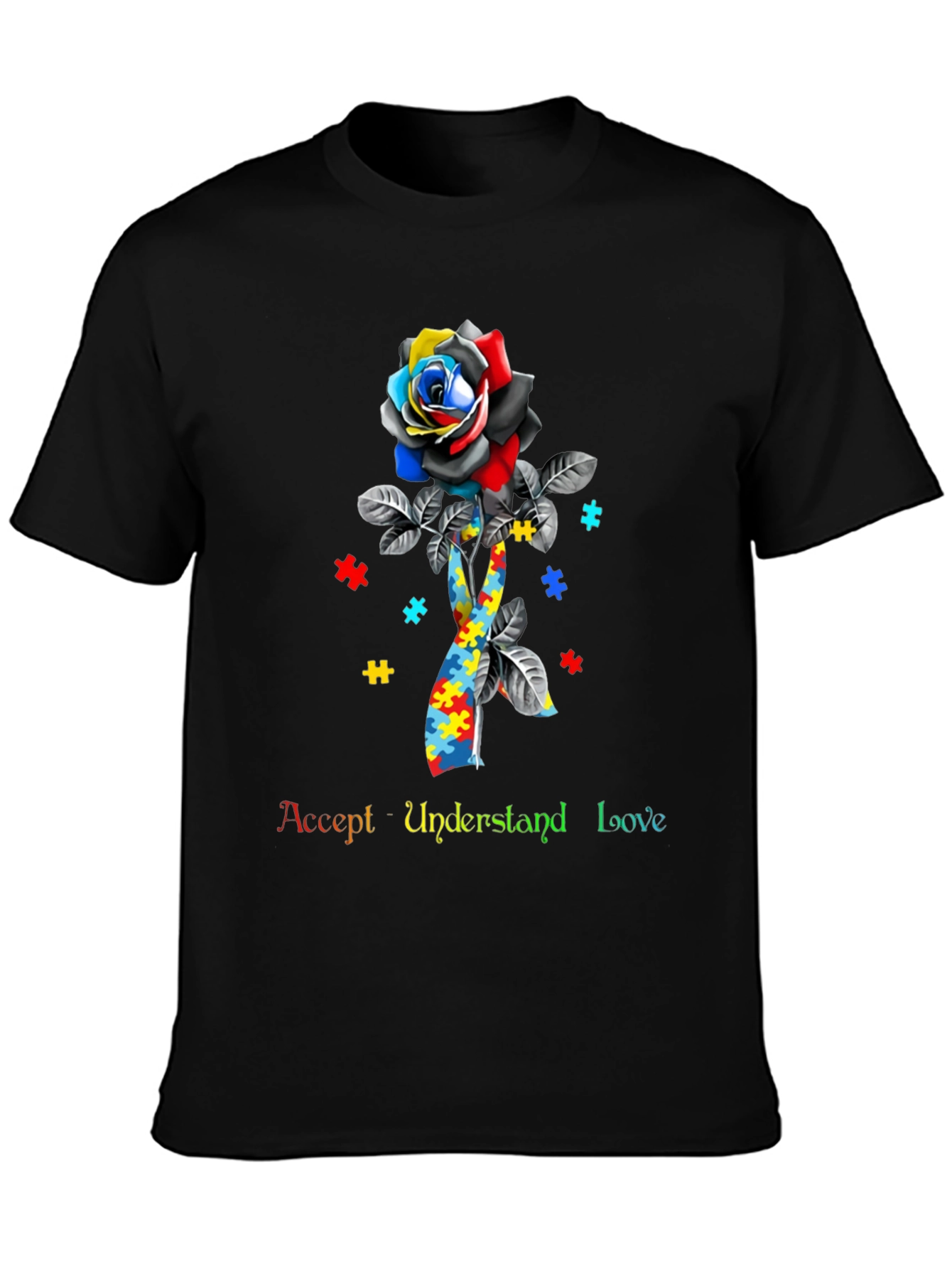 Autism Awareness Rose Puzzle T-Shirt
