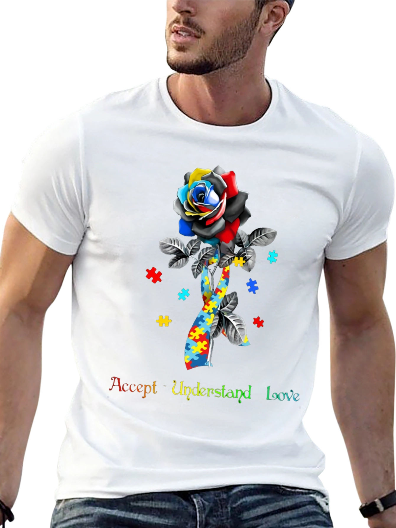 Autism Awareness Rose Puzzle T-Shirt