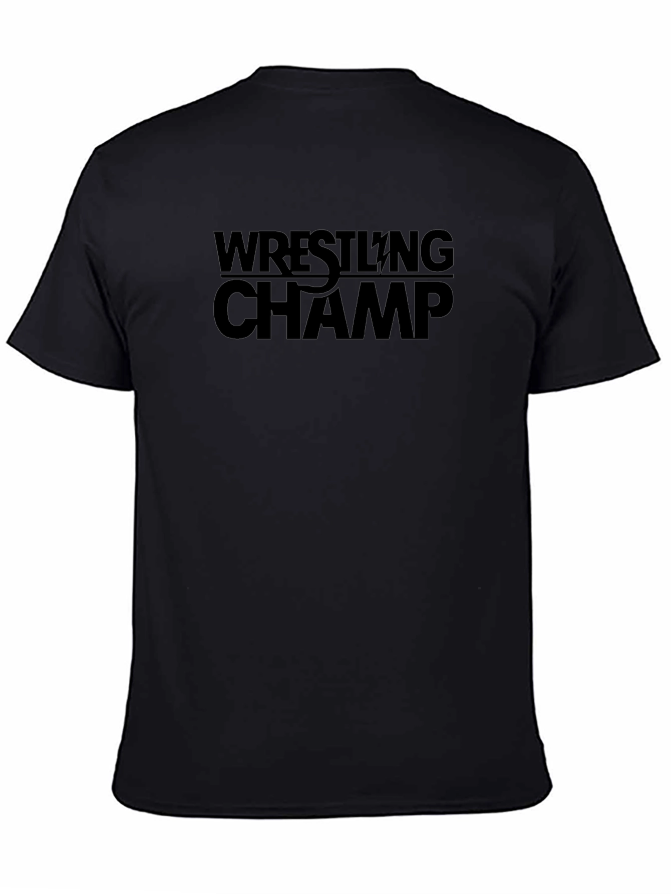 Wrestling Champ Graphic Tee - Black Cotton T-Shirt