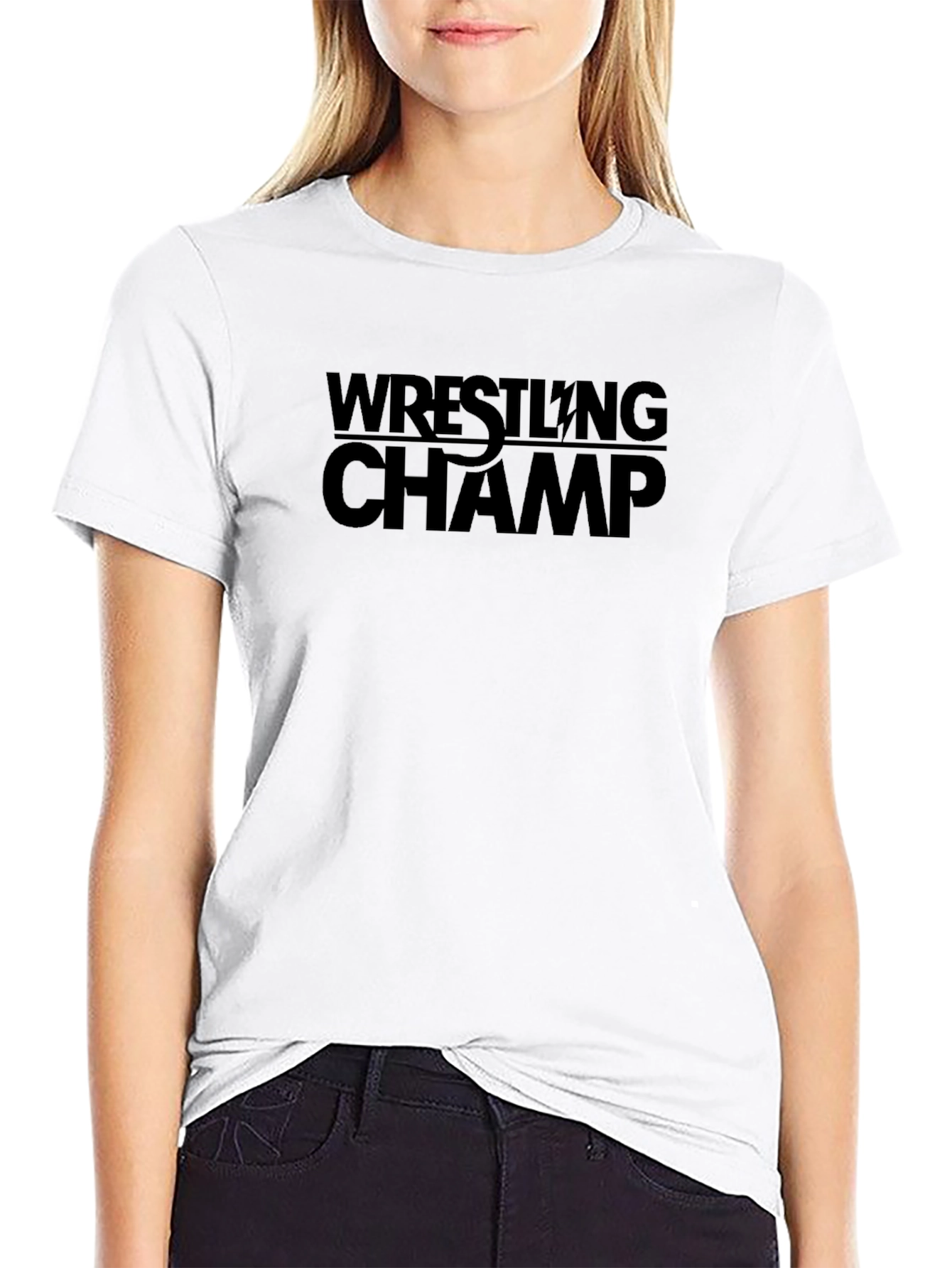 Wrestling Champ Graphic Tee - Black Cotton T-Shirt
