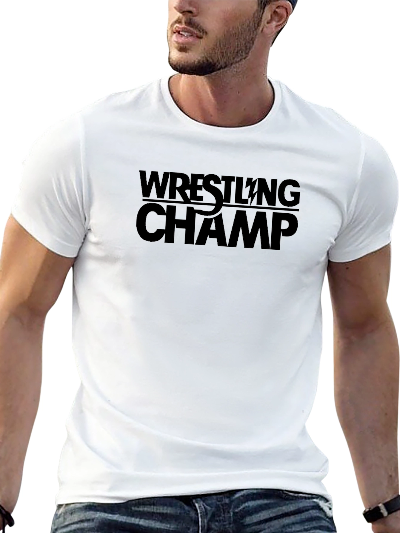 Wrestling Champ Graphic Tee - Black Cotton T-Shirt