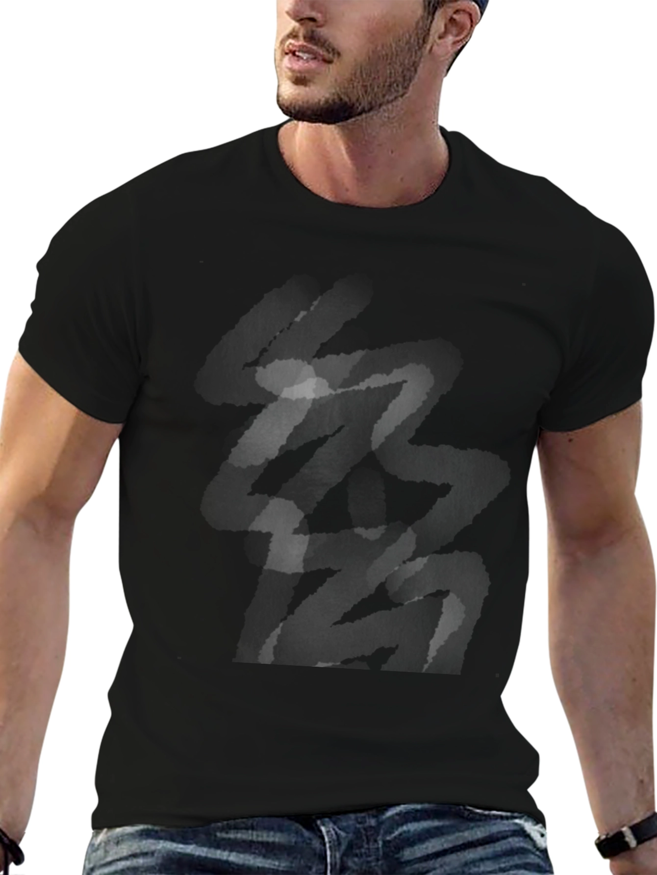 Abstract Black Graphic Tee - Modern Casual Style