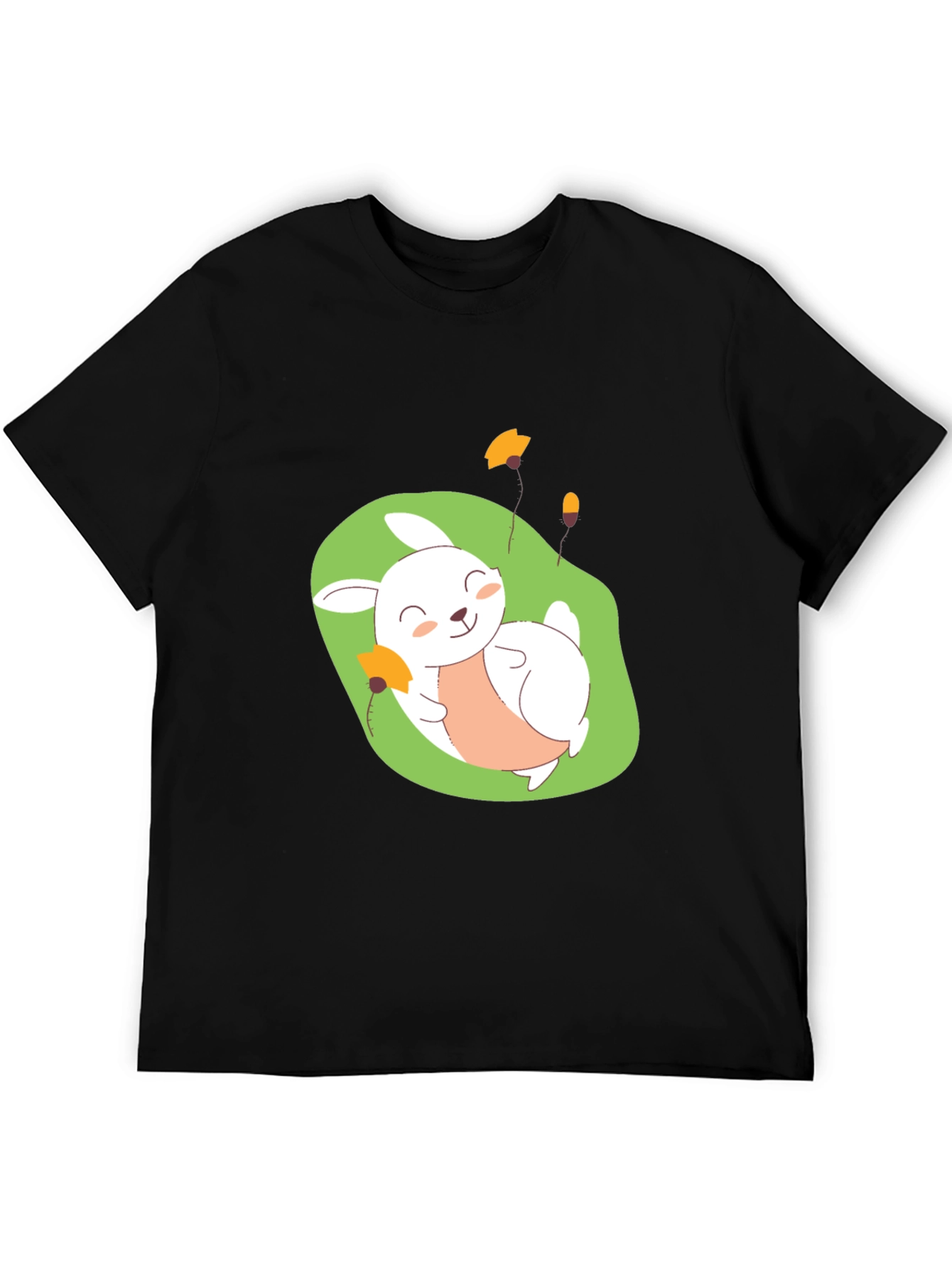 Cute Bunny Graphic Tee - Comfy Black T-Shirt