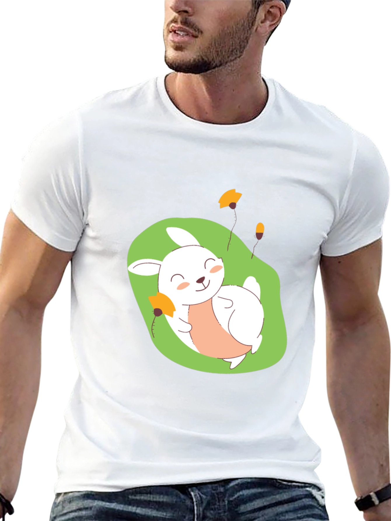Cute Bunny Graphic Tee - Comfy Black T-Shirt