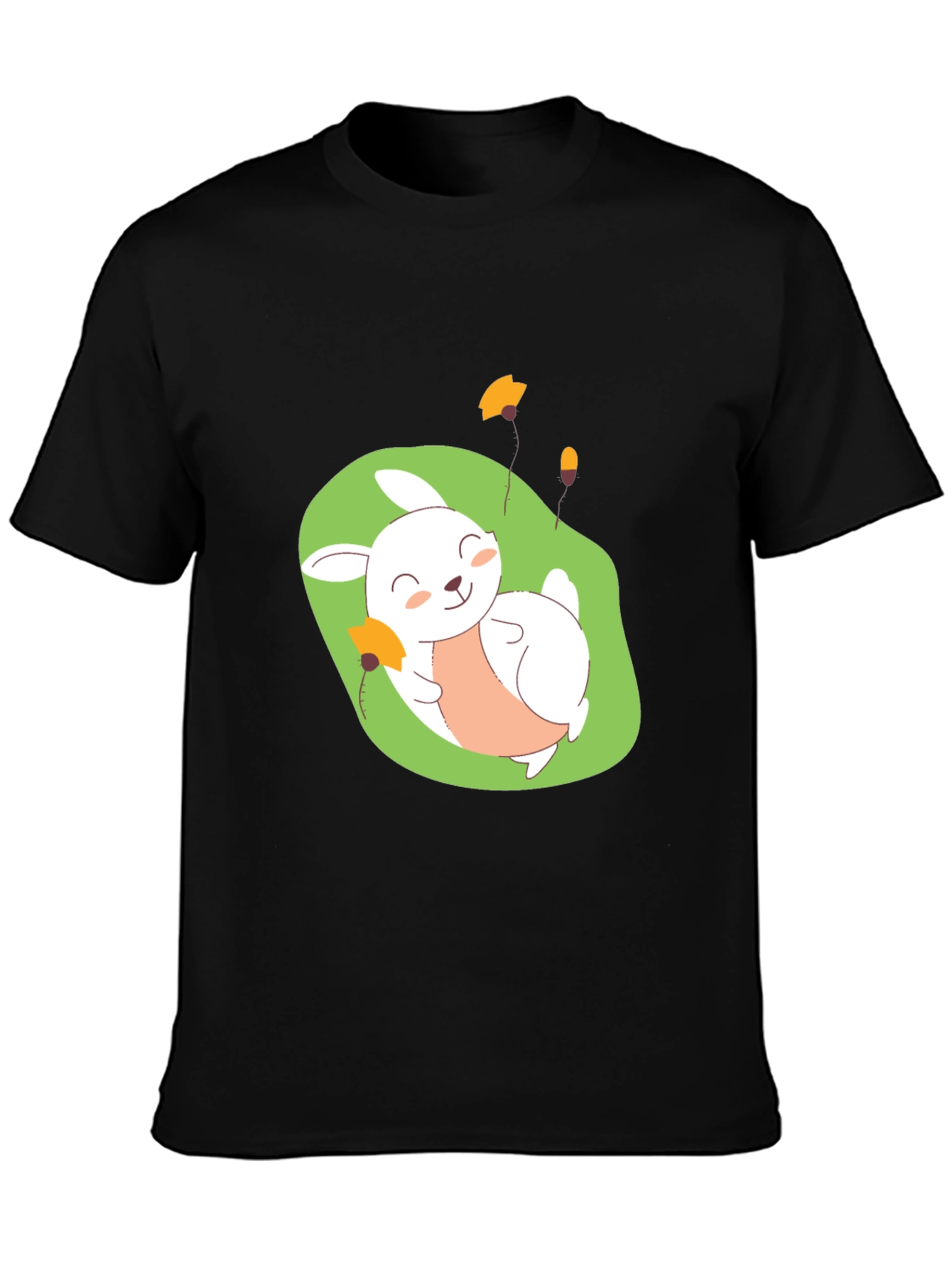 Cute Bunny Graphic Tee - Comfy Black T-Shirt