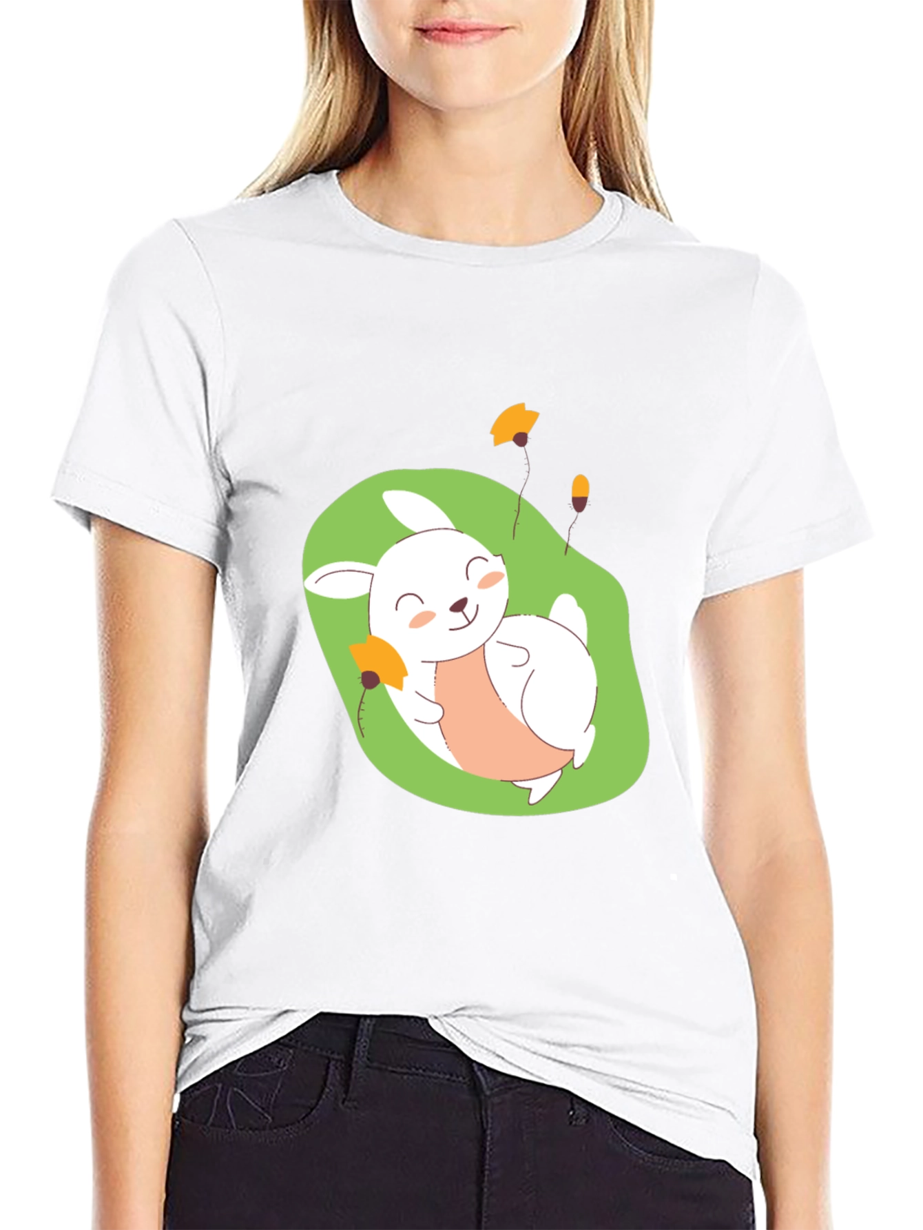 Cute Bunny Graphic Tee - Comfy Black T-Shirt