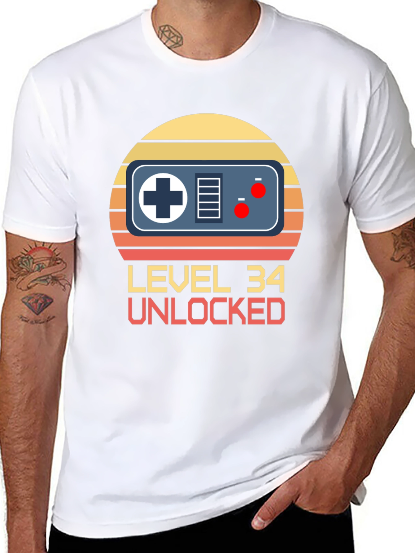 Level 34 Unlocked Gamer T-Shirt - Birthday Gift